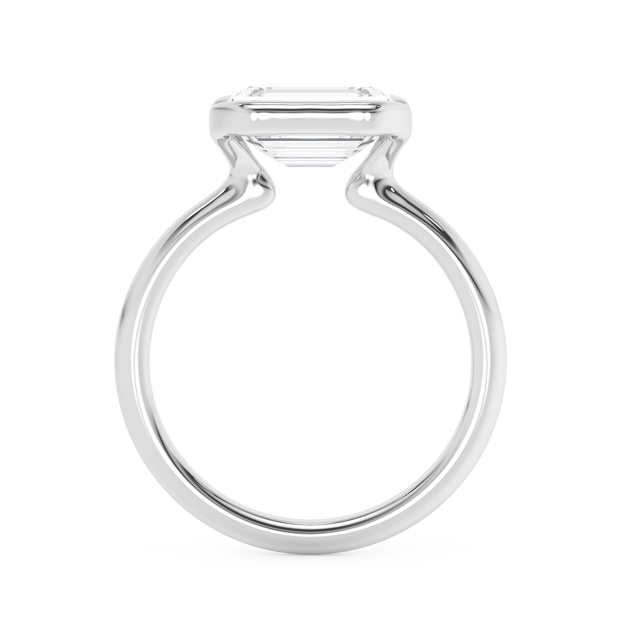 East West Emerald Bezel Lab Grown Diamond Engagement Ring