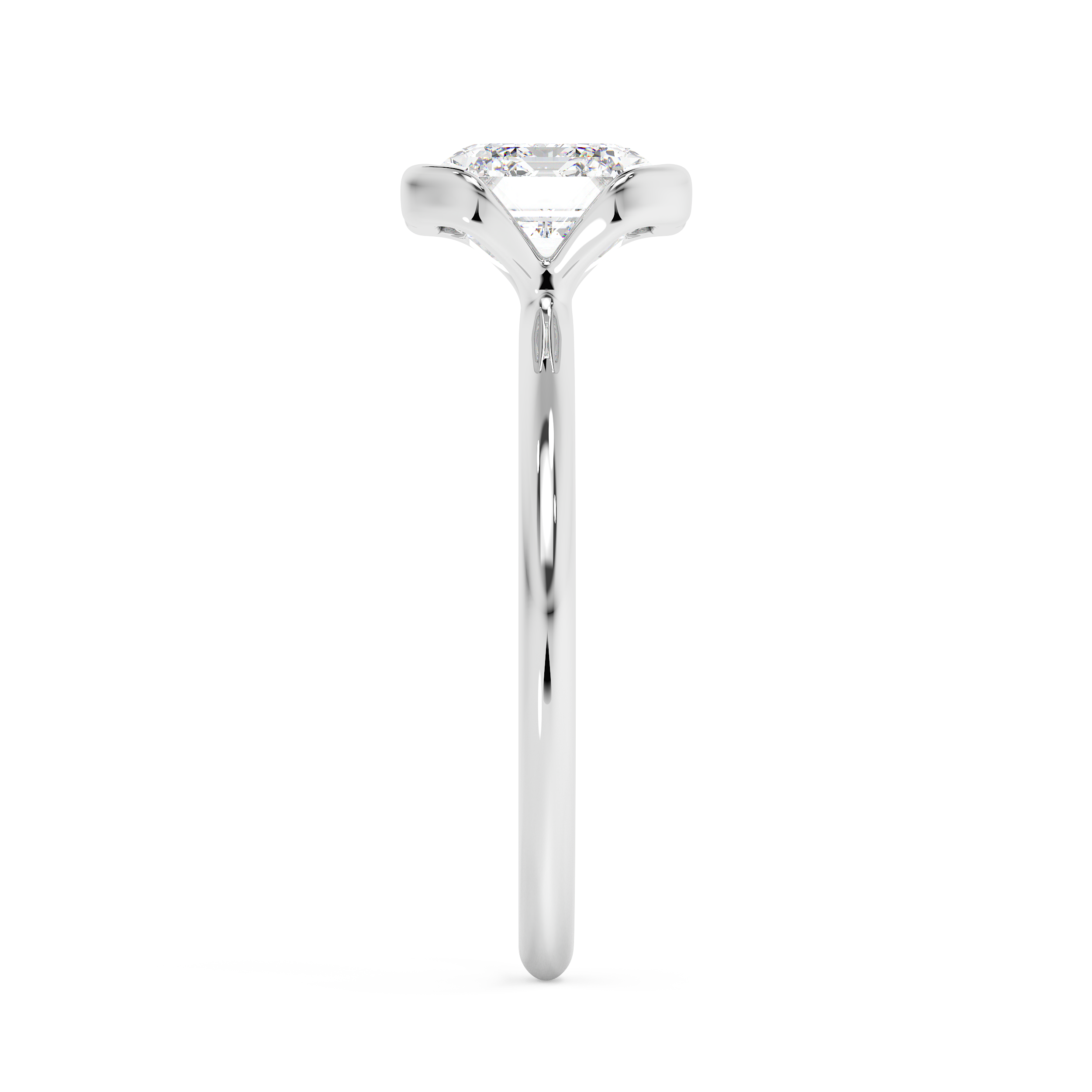 East West Emerald Bezel Lab Grown Diamond Engagement Ring