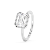 East West Emerald Bezel Lab Grown Diamond Engagement Ring