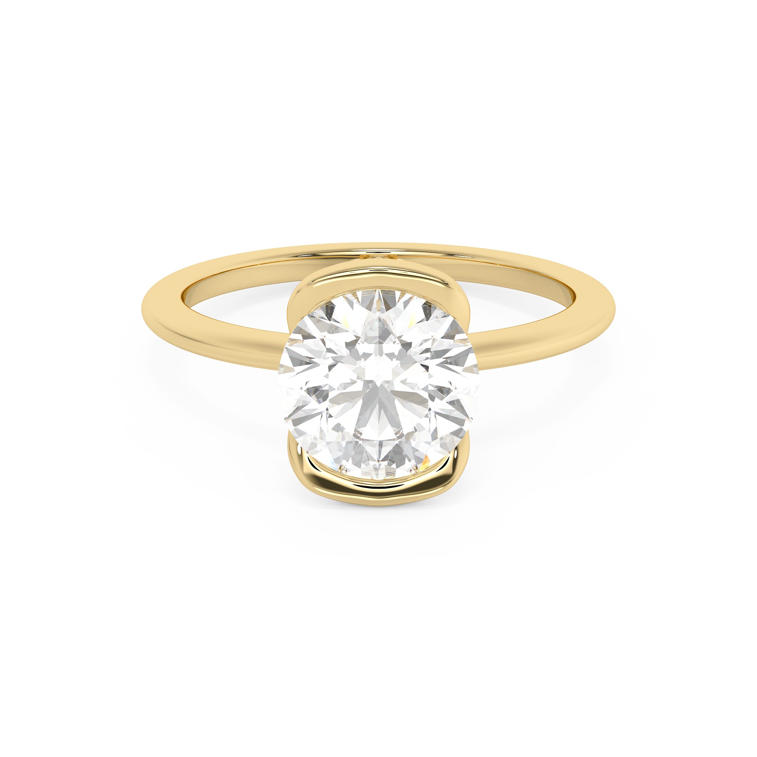 Round Bezel Lab Grown Diamond Engagement Ring
