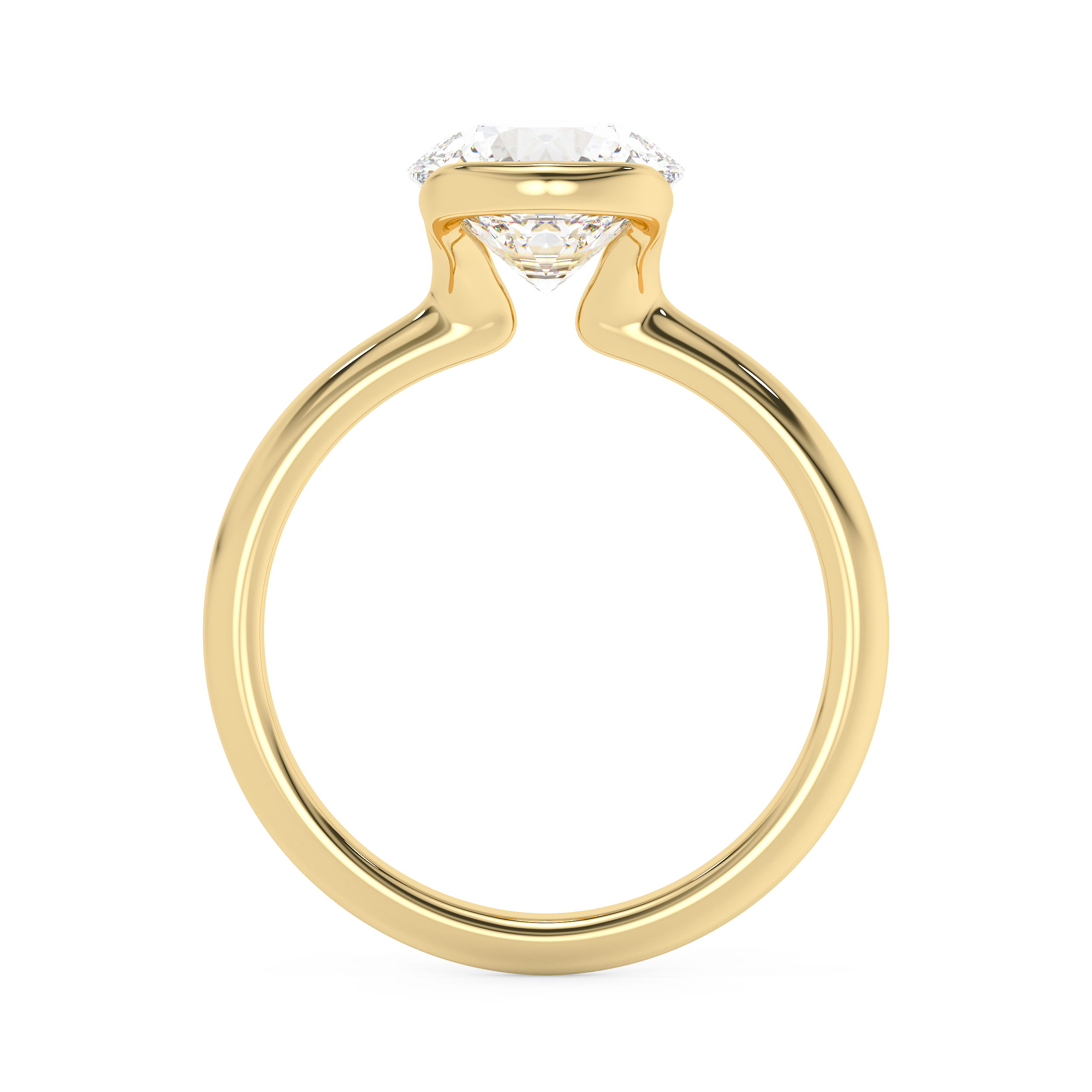 Round Bezel Lab Grown Diamond Engagement Ring