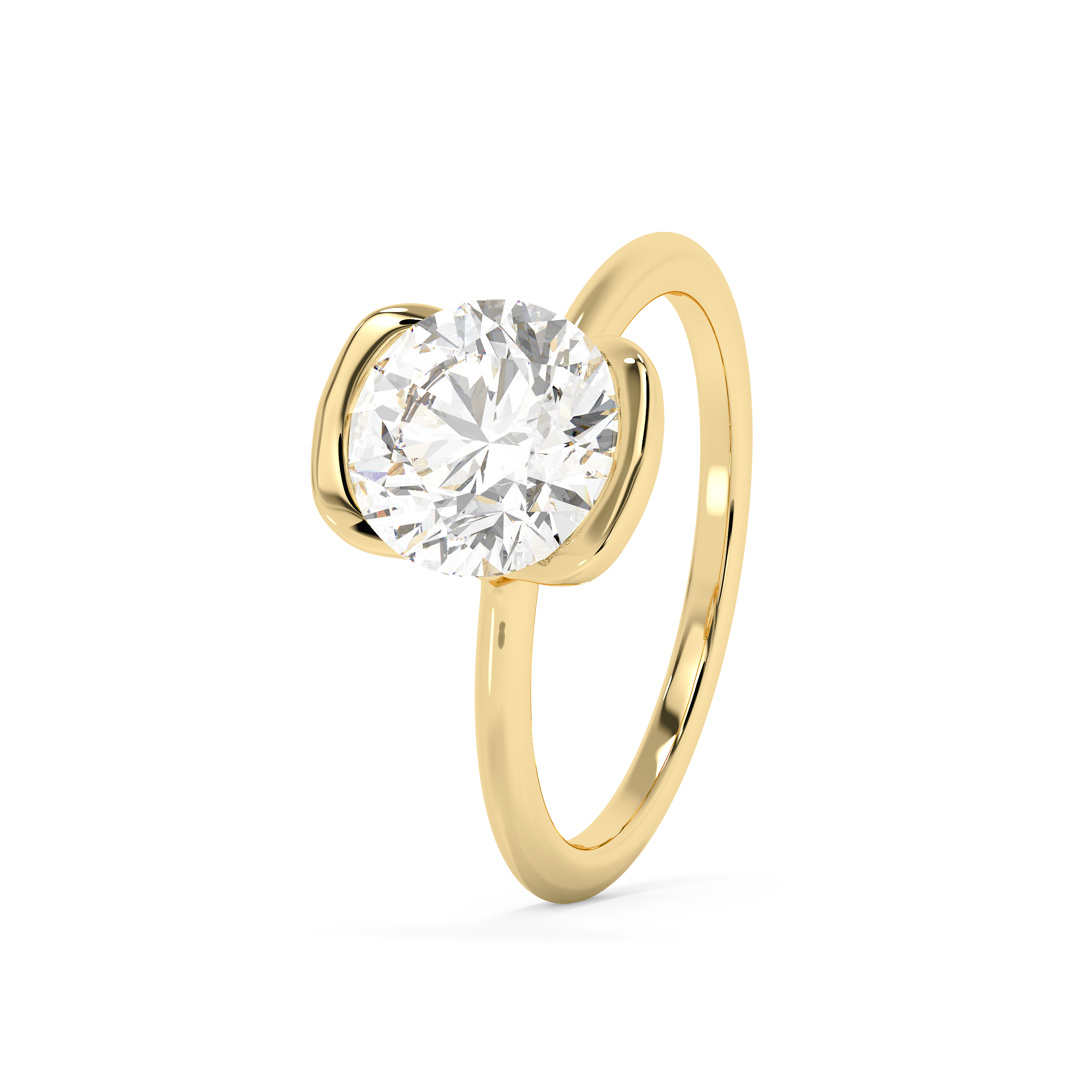 Round Bezel Lab Grown Diamond Engagement Ring