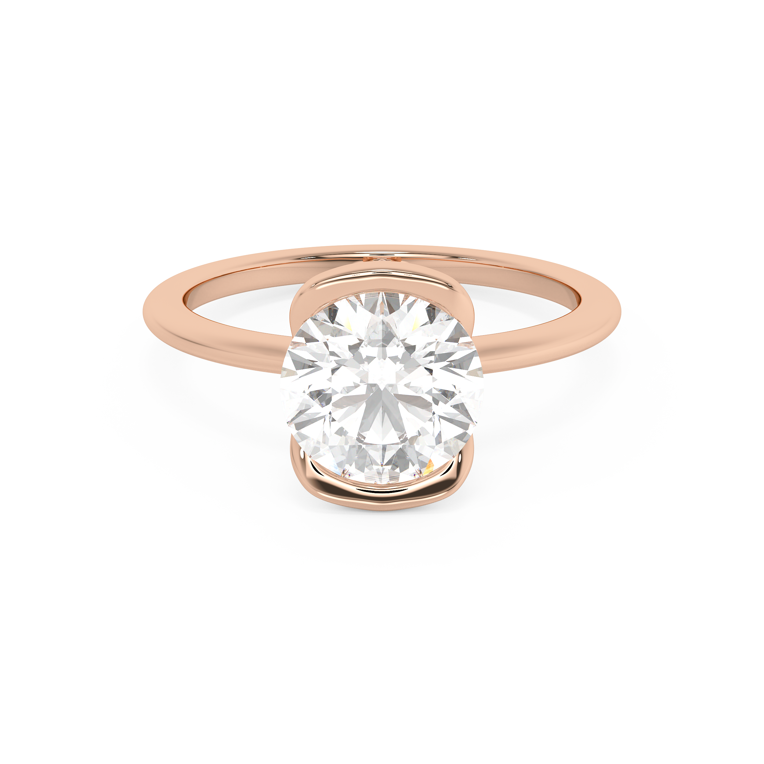 Round Bezel Lab Grown Diamond Engagement Ring