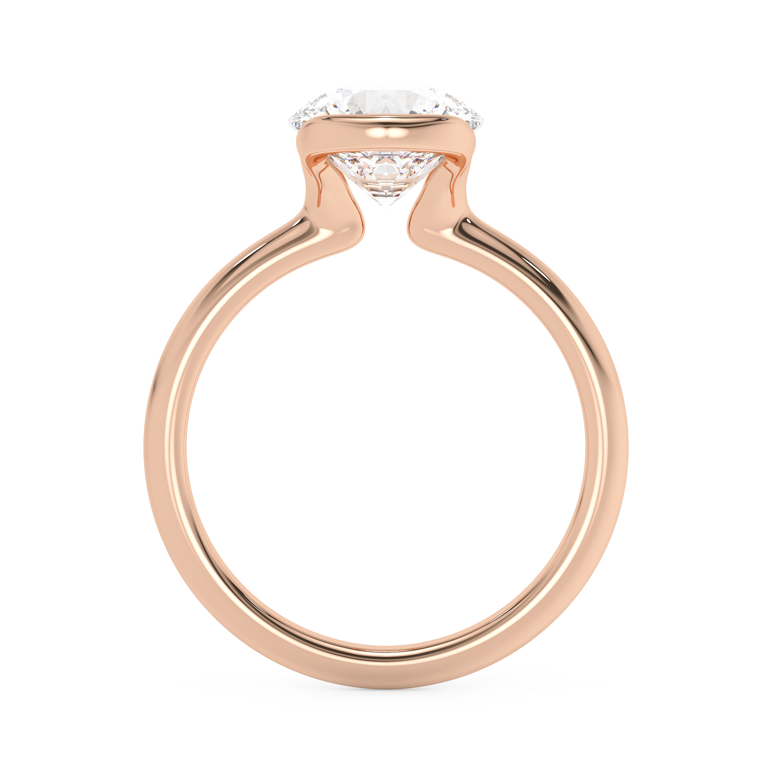 Round Bezel Lab Grown Diamond Engagement Ring