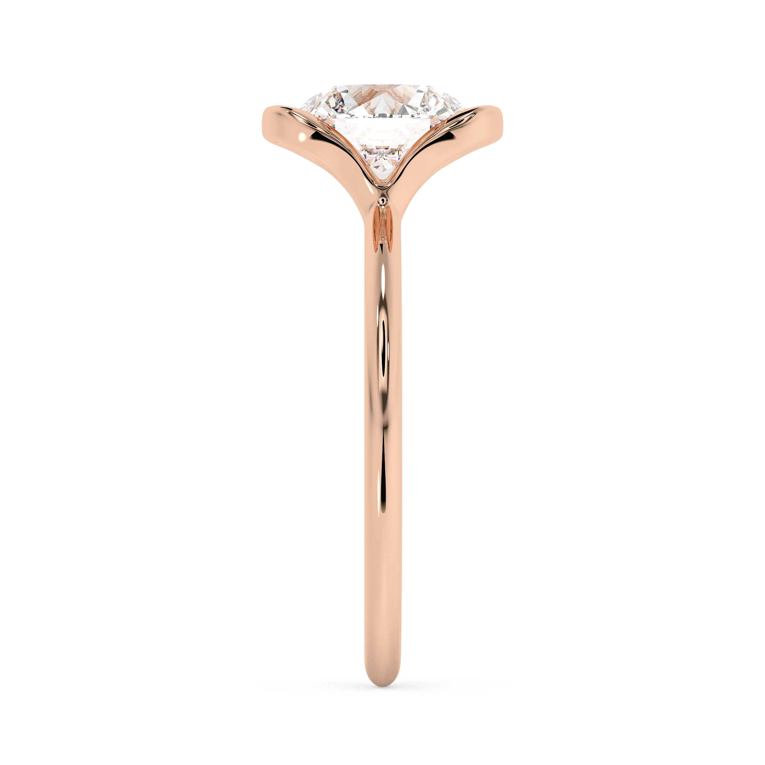 Round Bezel Lab Grown Diamond Engagement Ring