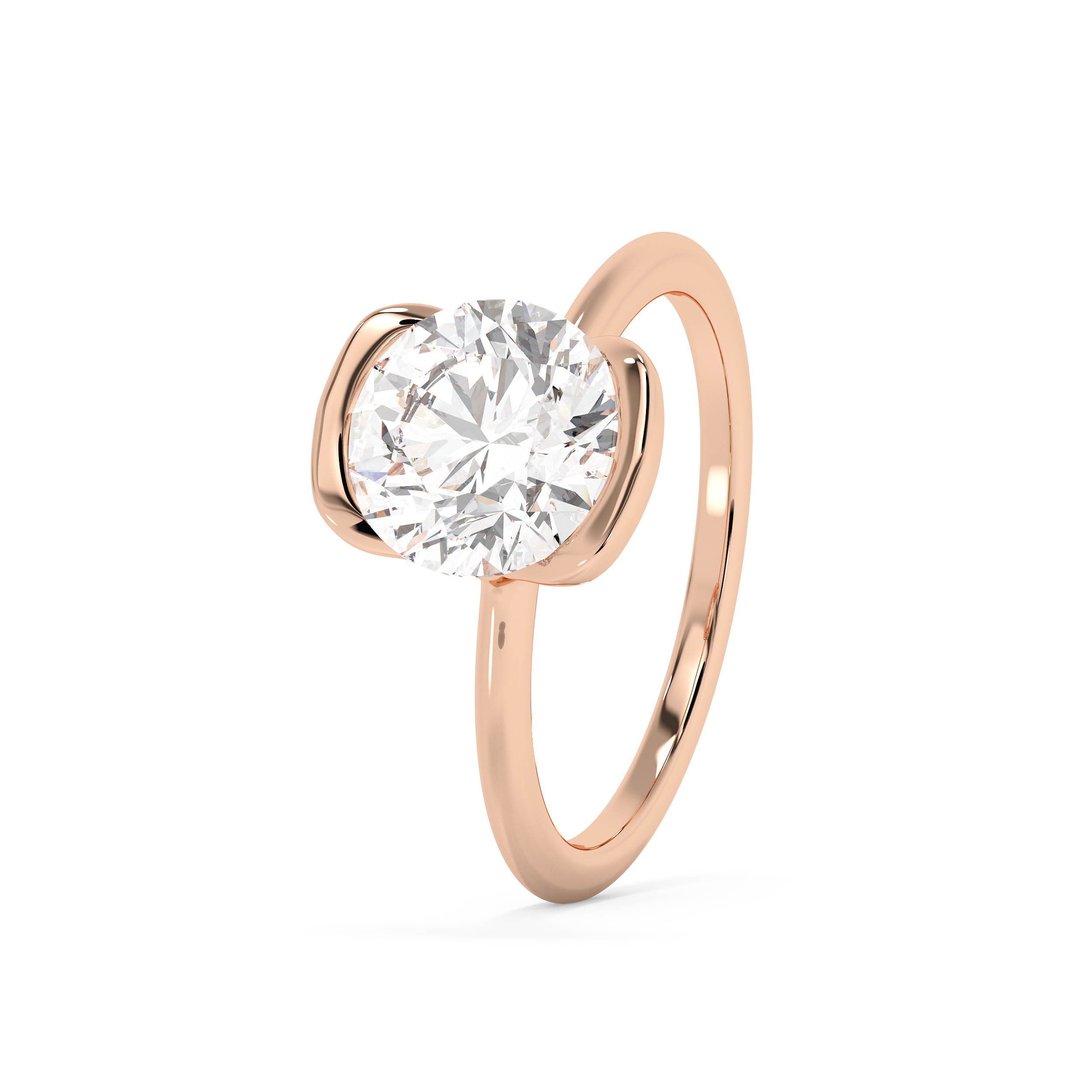 Round Bezel Lab Grown Diamond Engagement Ring