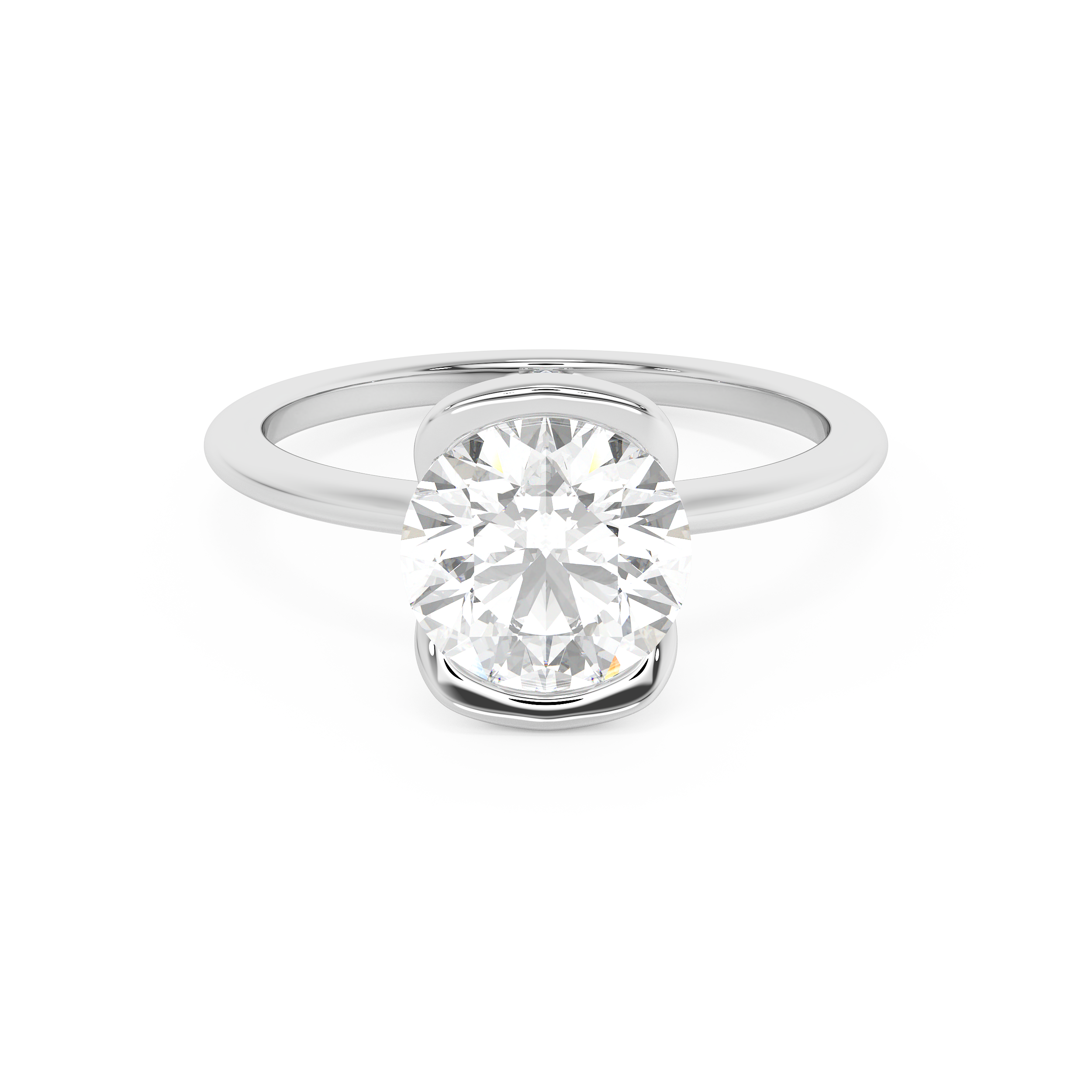 Round Bezel Lab Grown Diamond Engagement Ring