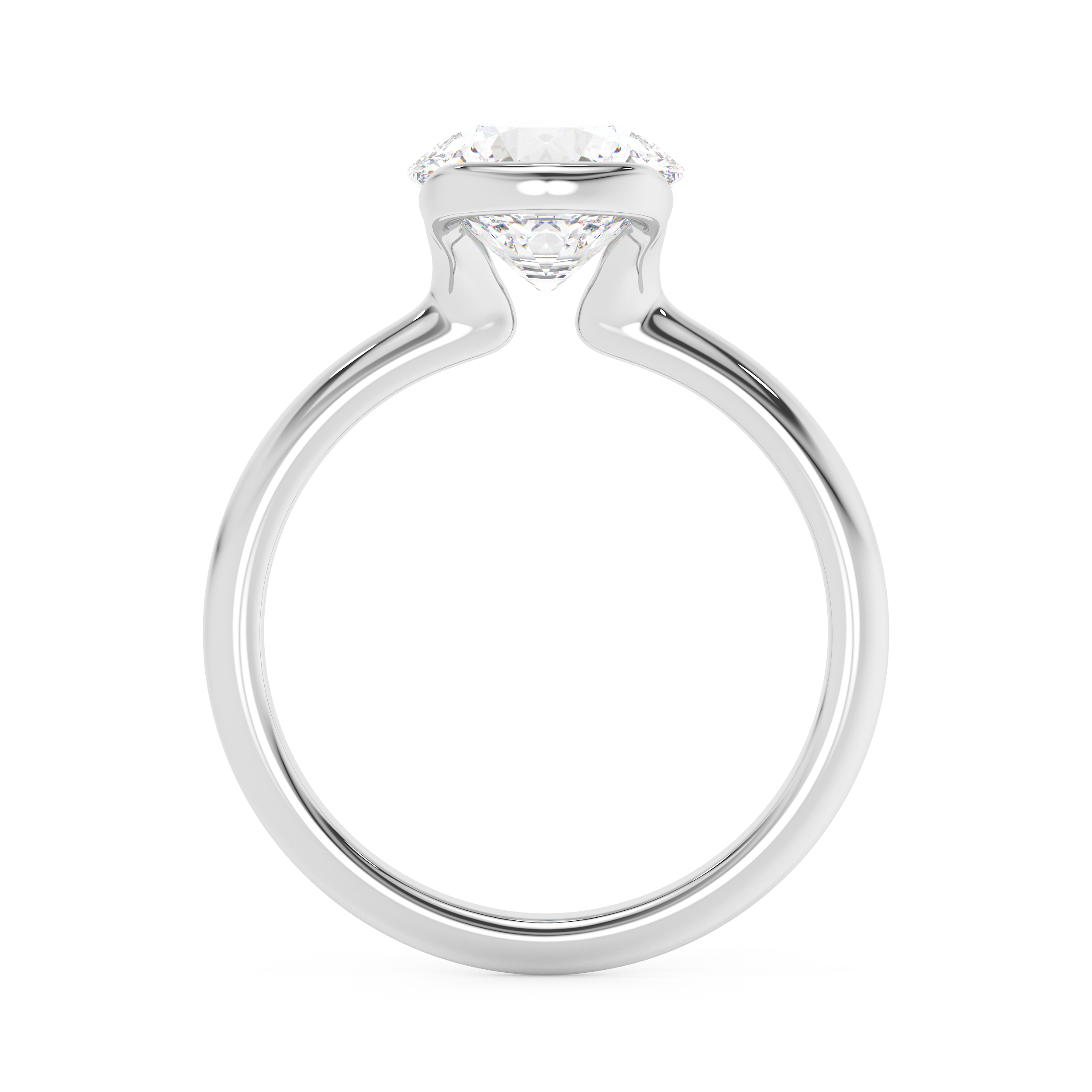 Round Bezel Lab Grown Diamond Engagement Ring