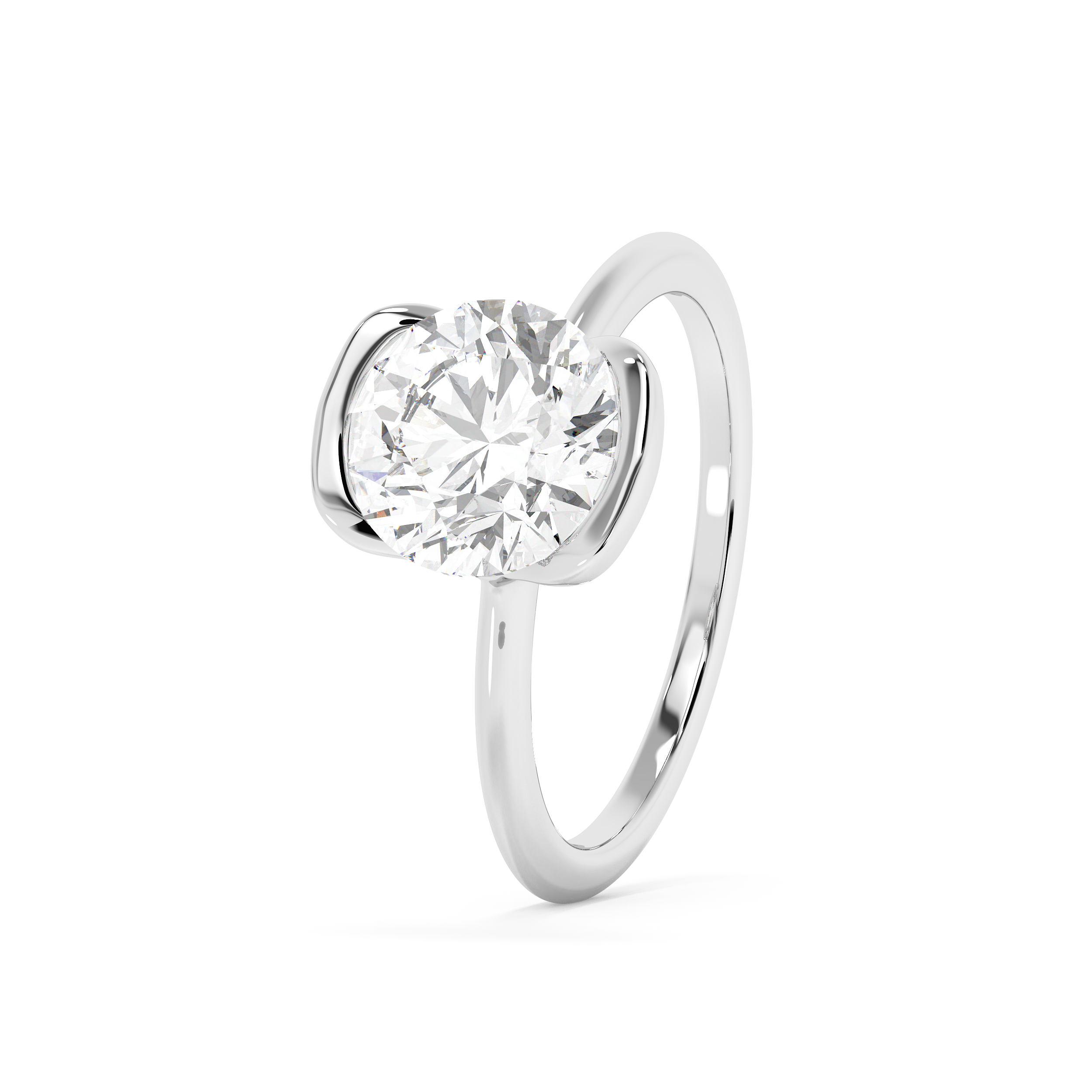 Round Bezel Lab Grown Diamond Engagement Ring