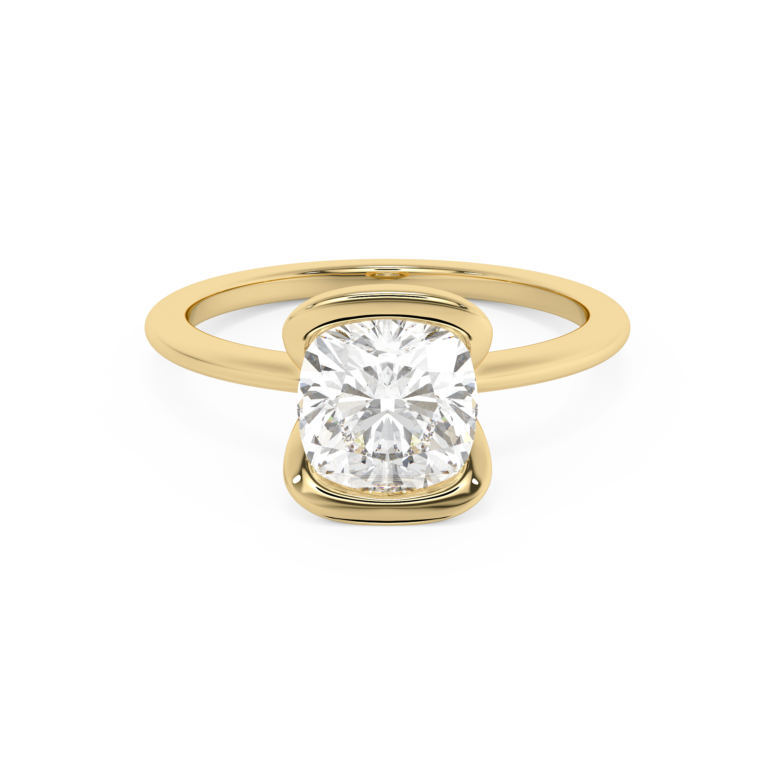 Cushion Bezel Lab Grown Diamond Engagement Ring