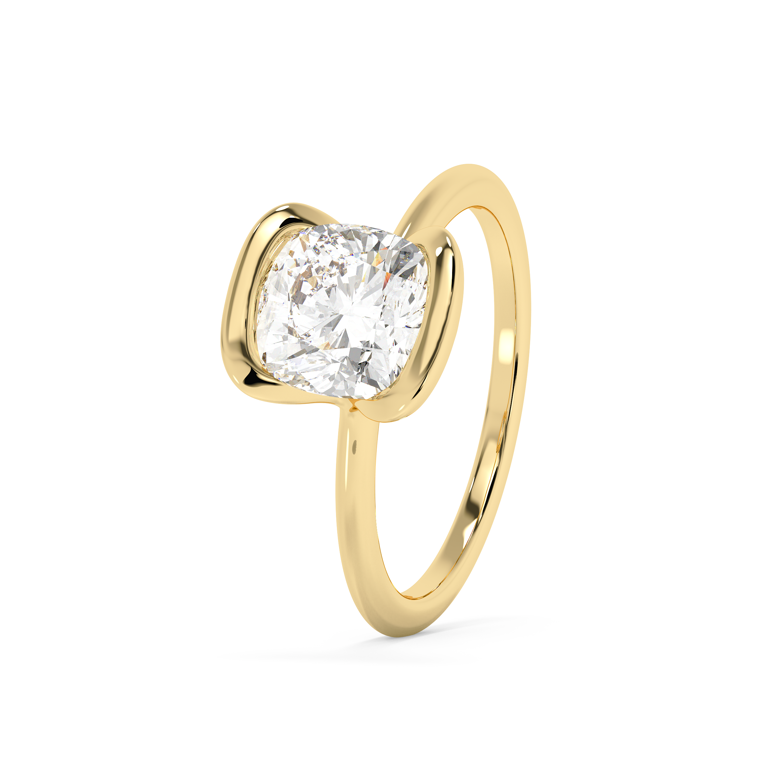 Cushion Bezel Lab Grown Diamond Engagement Ring