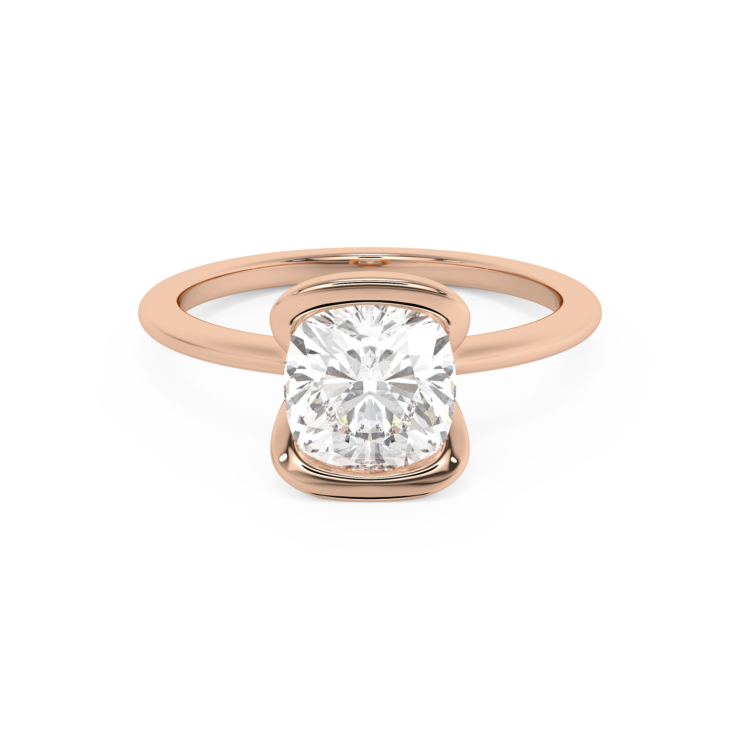 Cushion Bezel Lab Grown Diamond Engagement Ring