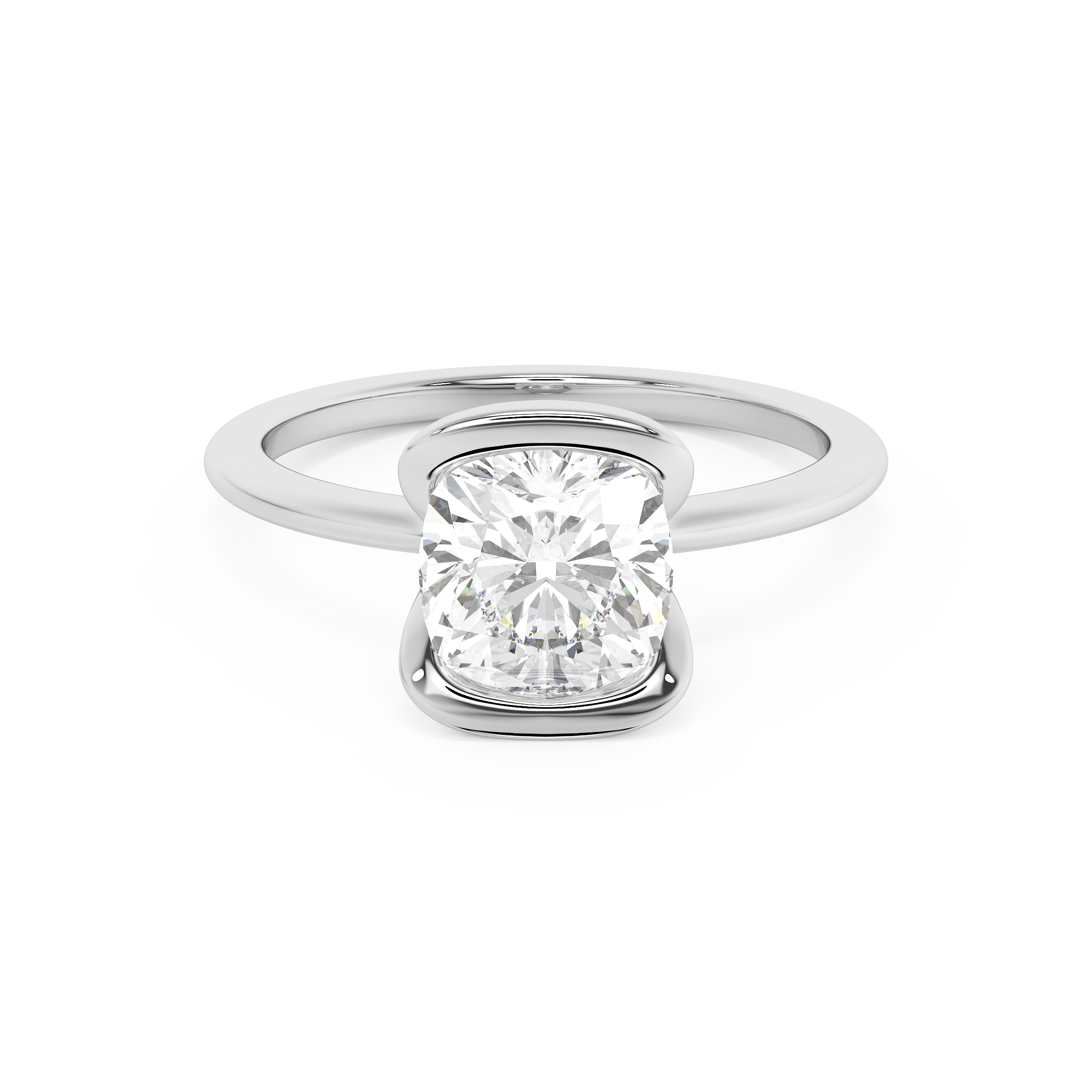 Cushion Bezel Lab Grown Diamond Engagement Ring