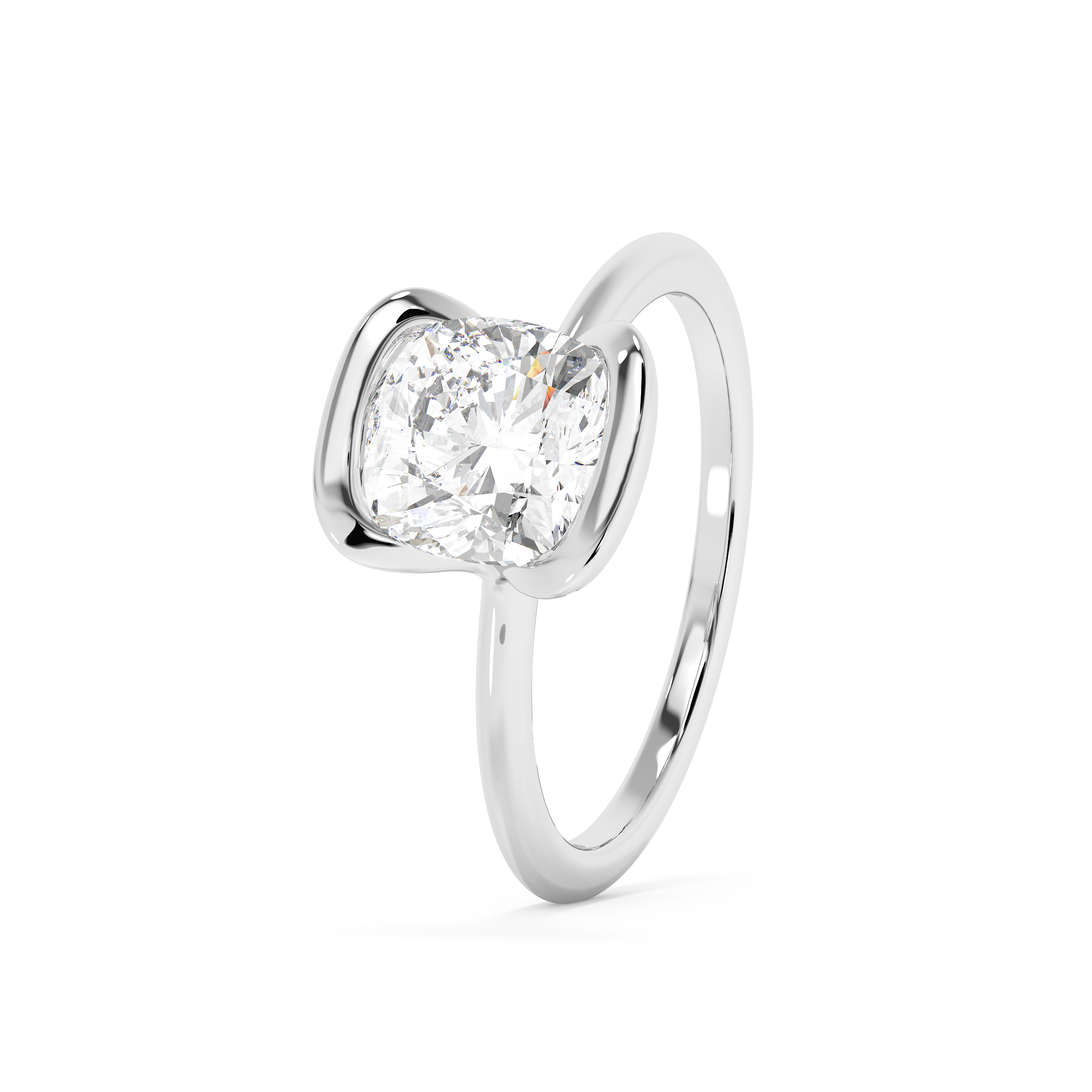 Cushion Bezel Lab Grown Diamond Engagement Ring