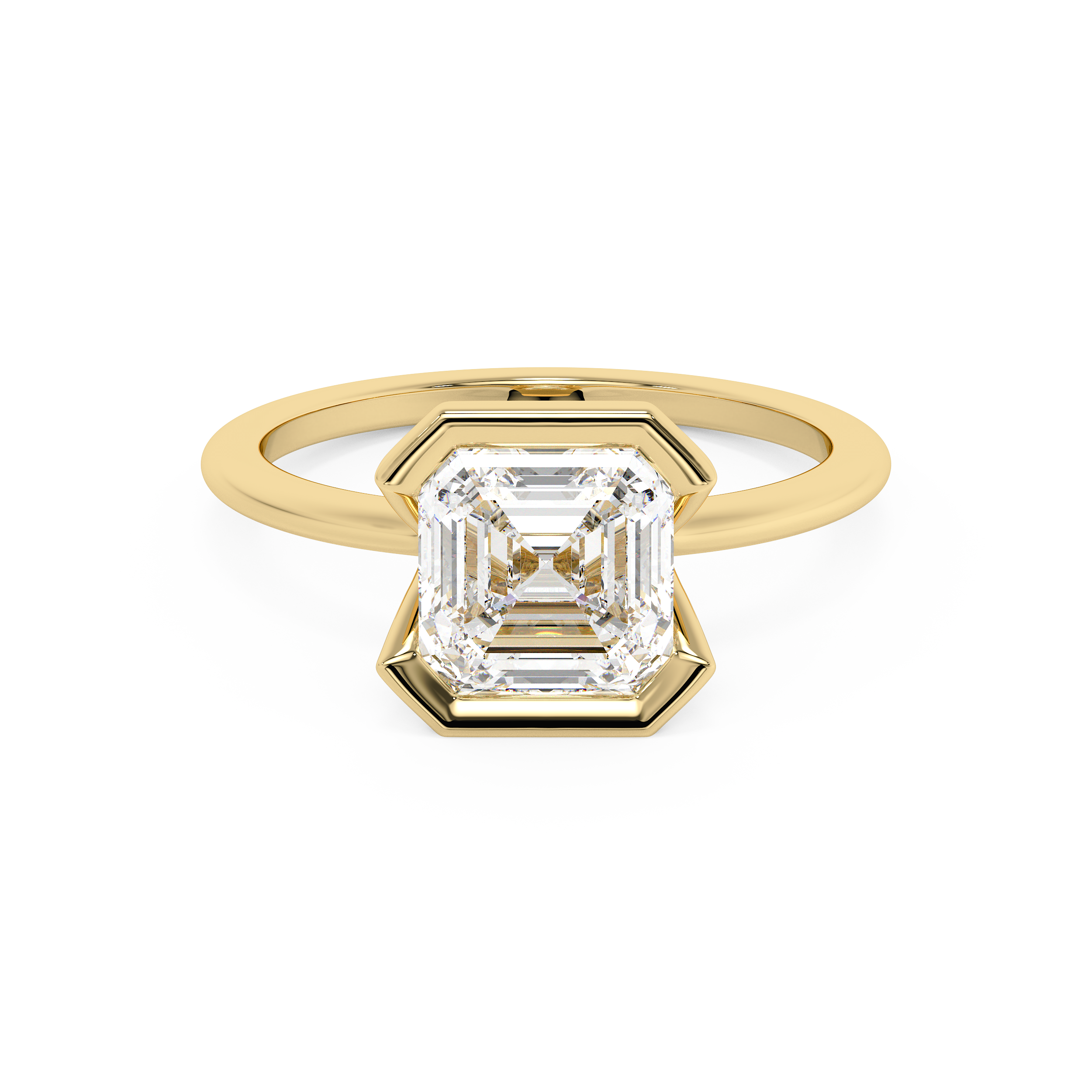 Asscher Half Bezel Lab Grown Diamond Engagement Ring