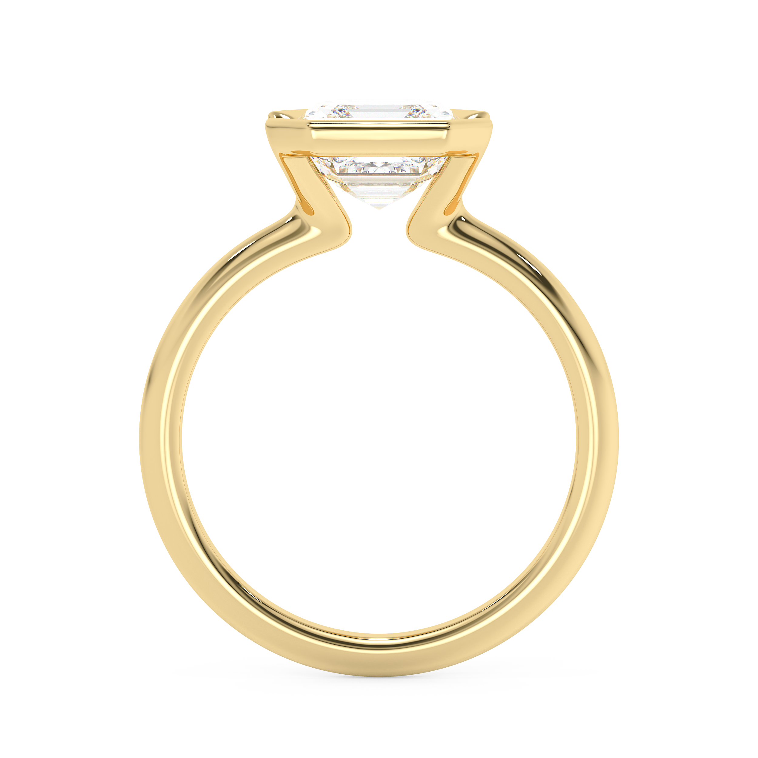 Asscher Half Bezel Lab Grown Diamond Engagement Ring