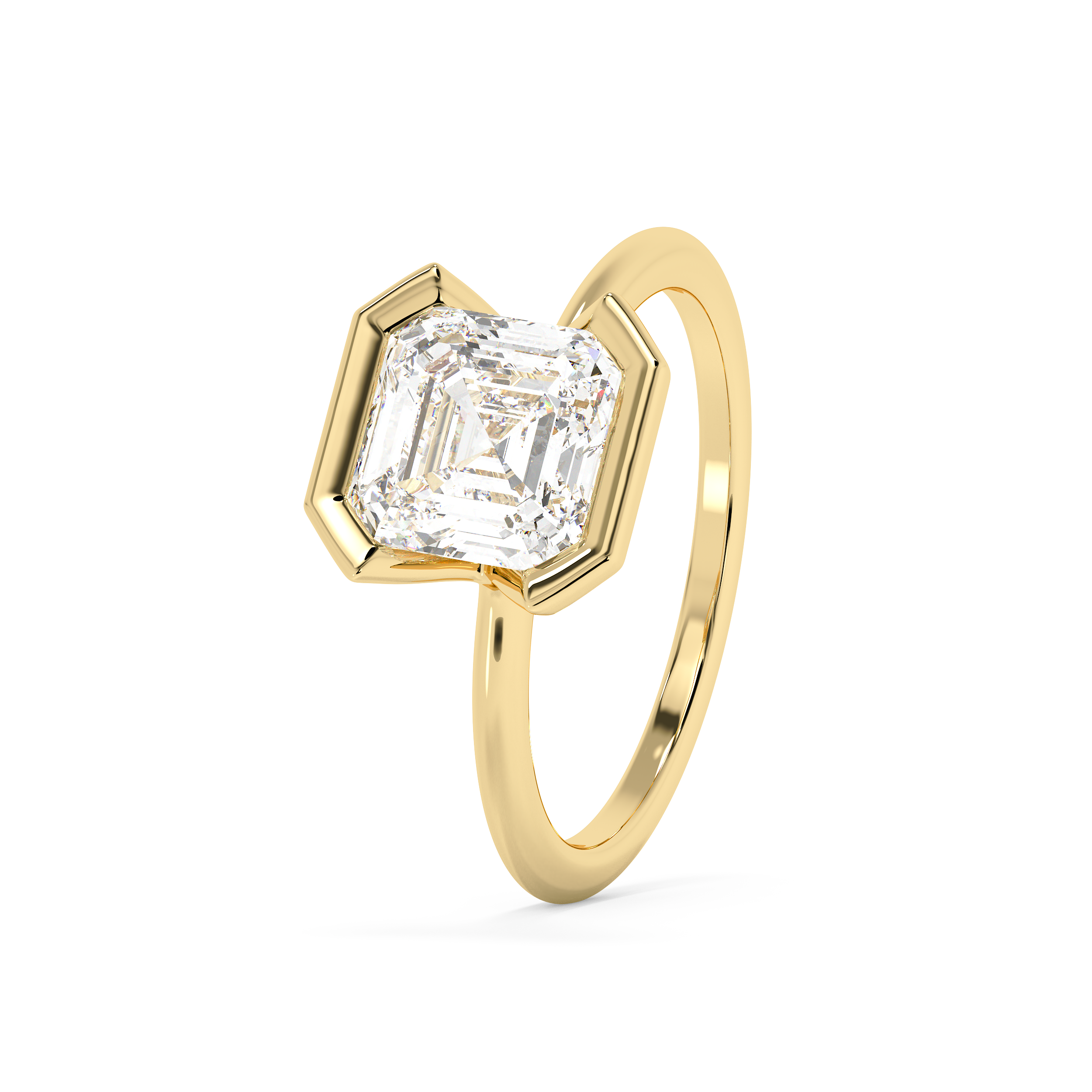 Asscher Half Bezel Lab Grown Diamond Engagement Ring