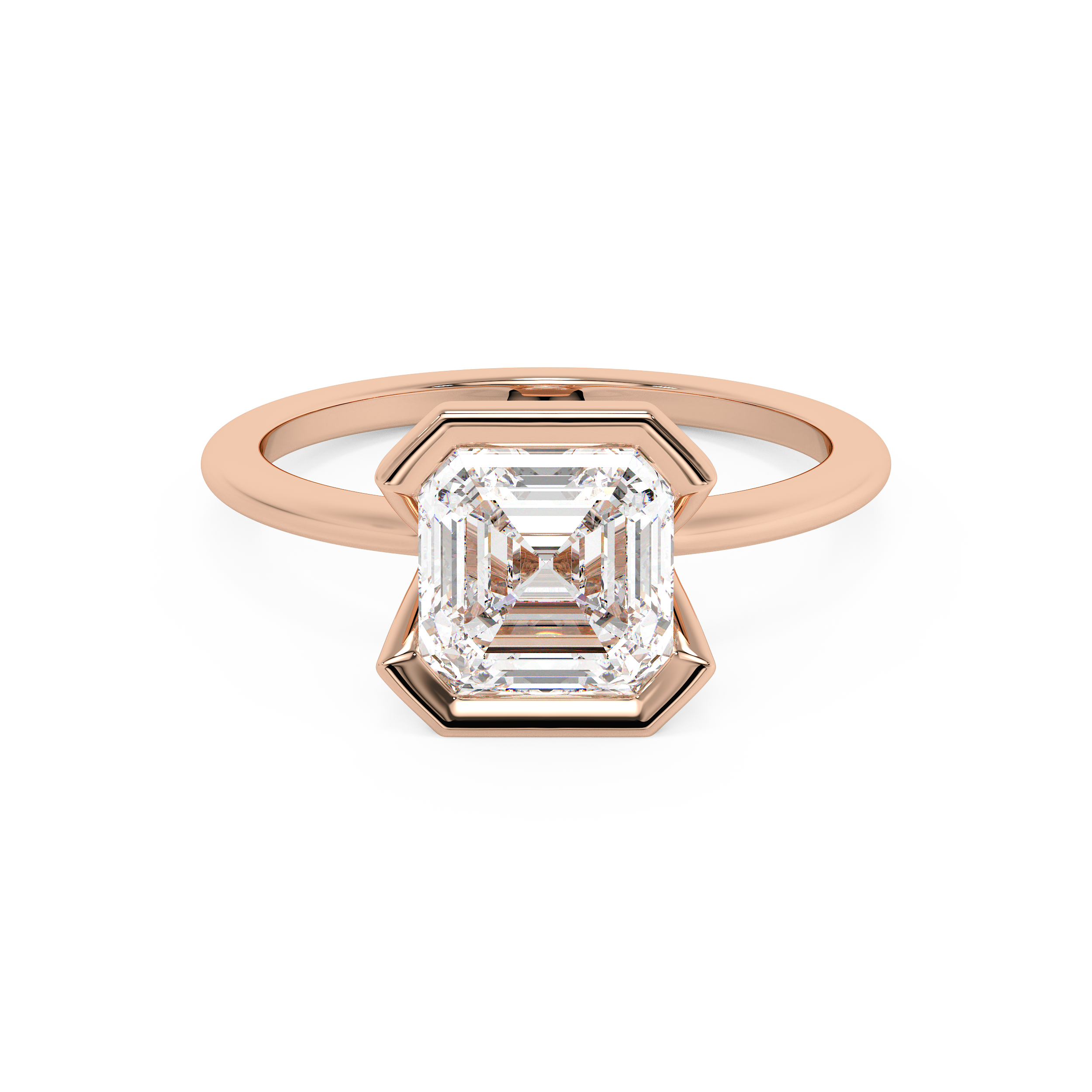 Asscher Half Bezel Lab Grown Diamond Engagement Ring