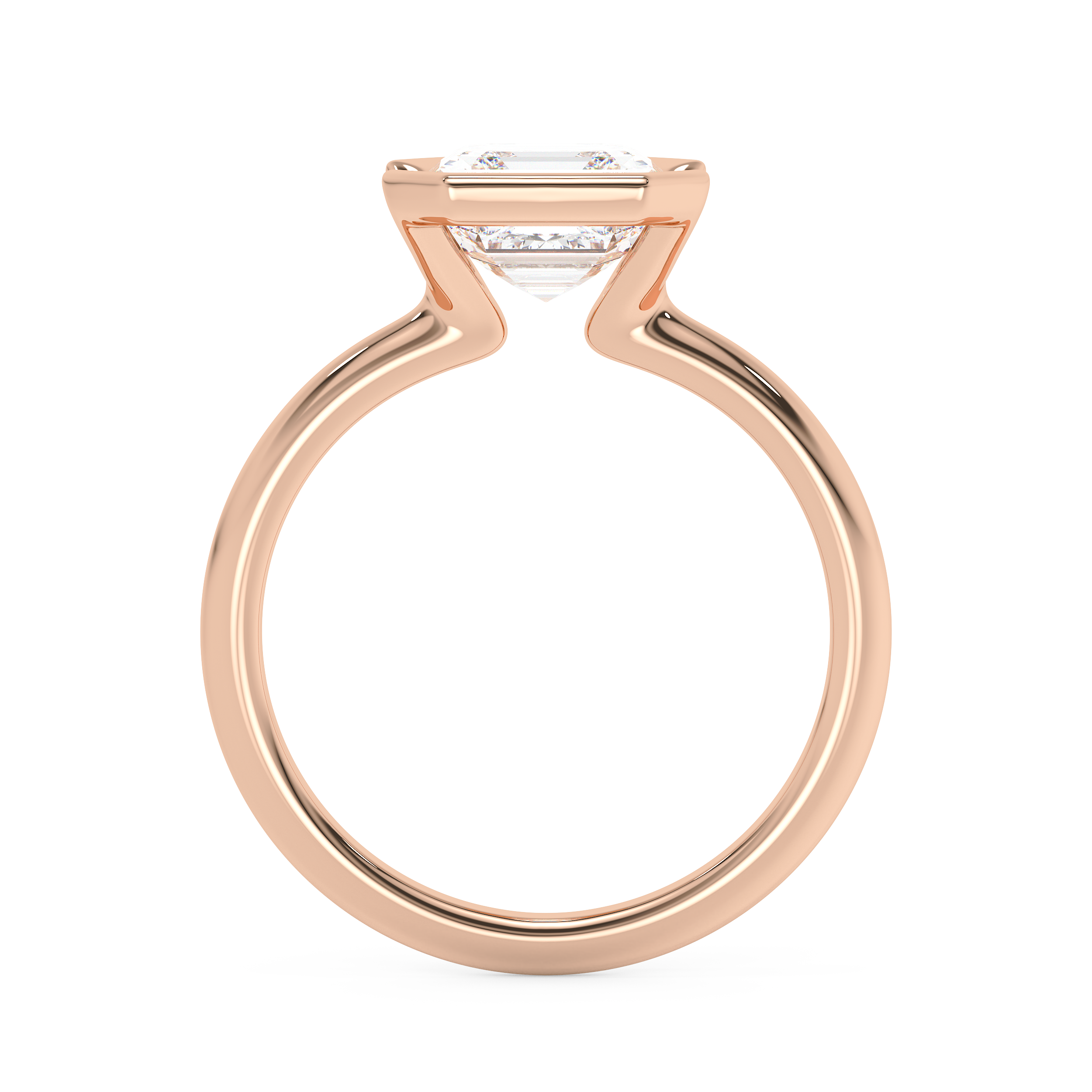 Asscher Half Bezel Lab Grown Diamond Engagement Ring