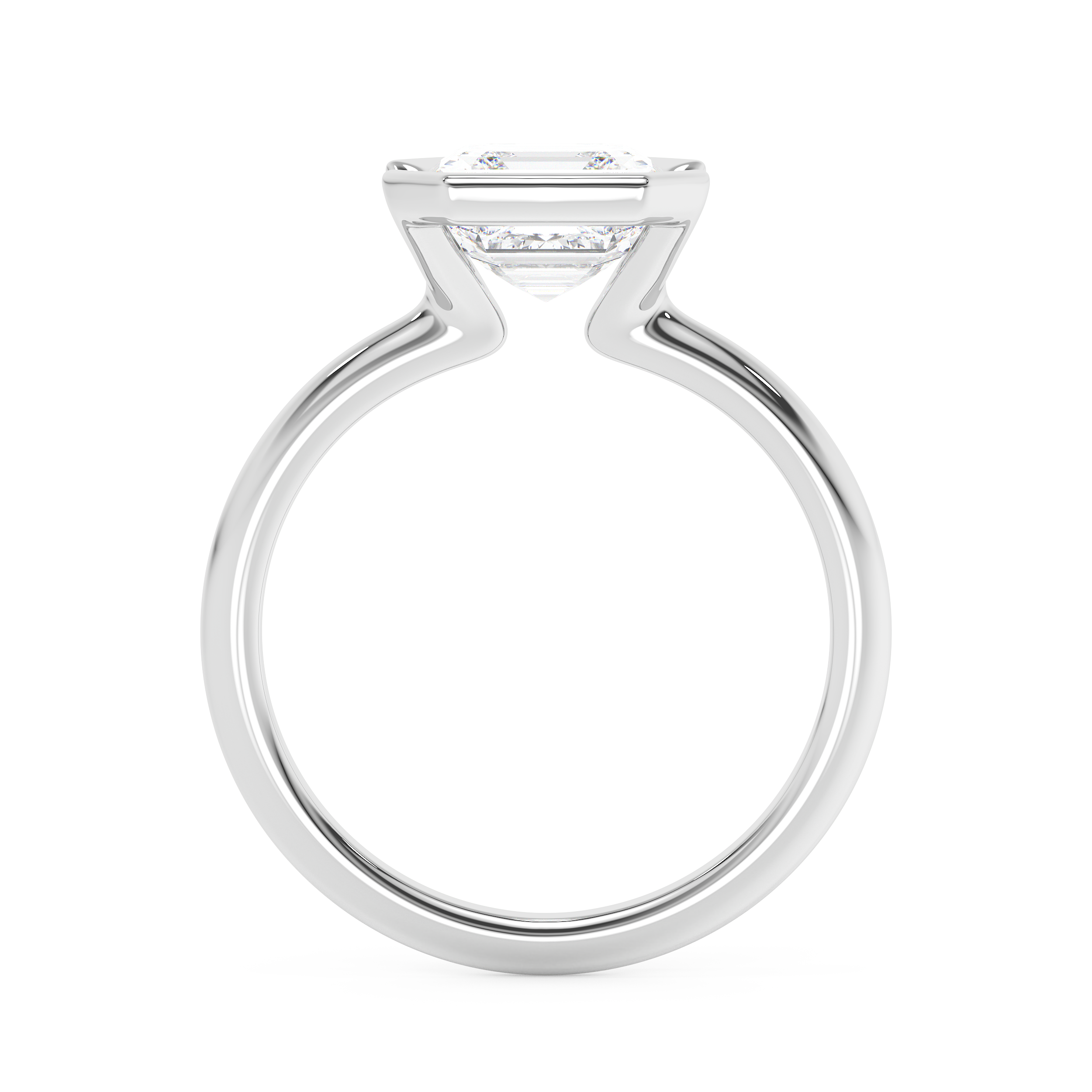 Asscher Half Bezel Lab Grown Diamond Engagement Ring