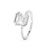 Asscher Half Bezel Lab Grown Diamond Engagement Ring