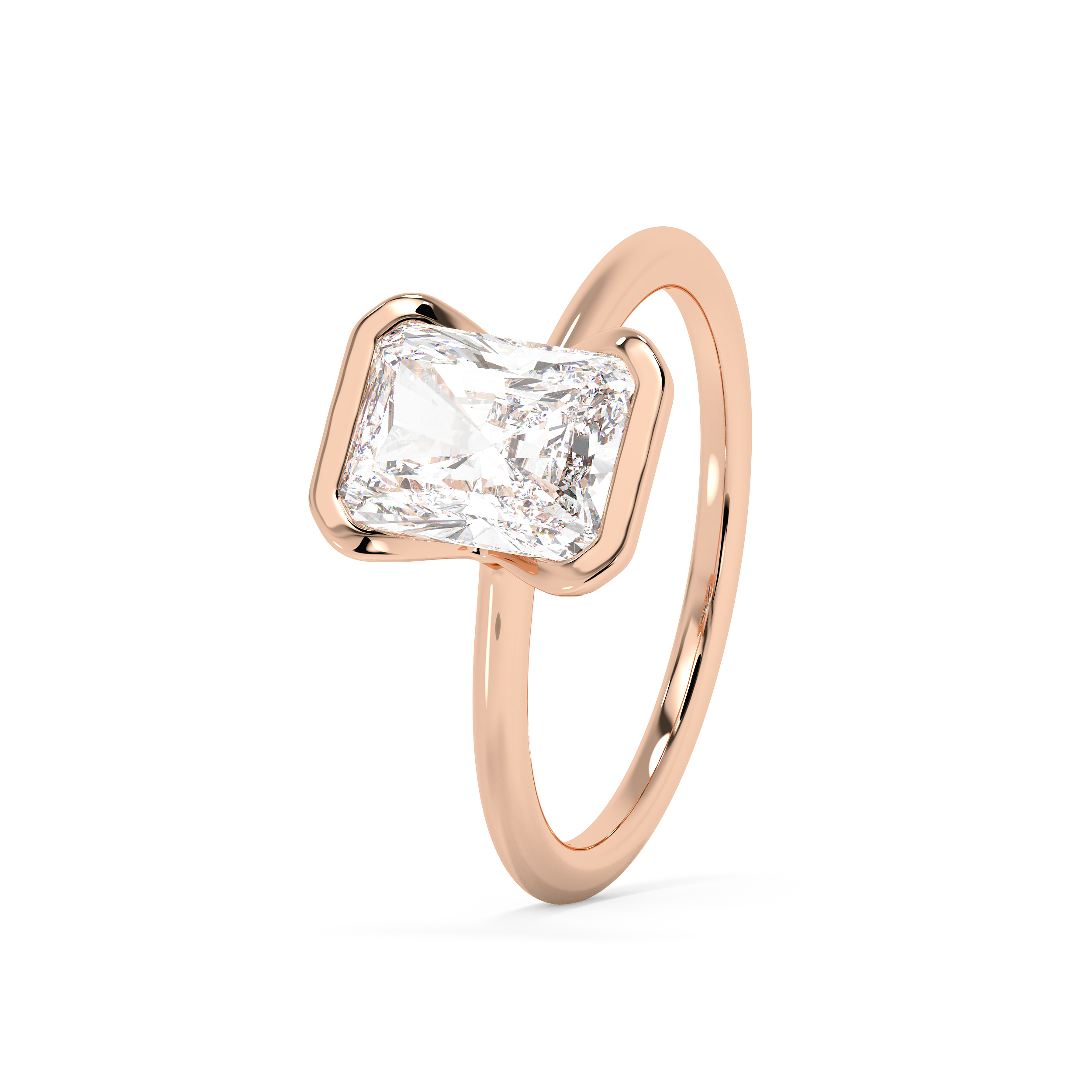 Radiant Half Bezel Lab Grown Diamond Engagement Ring
