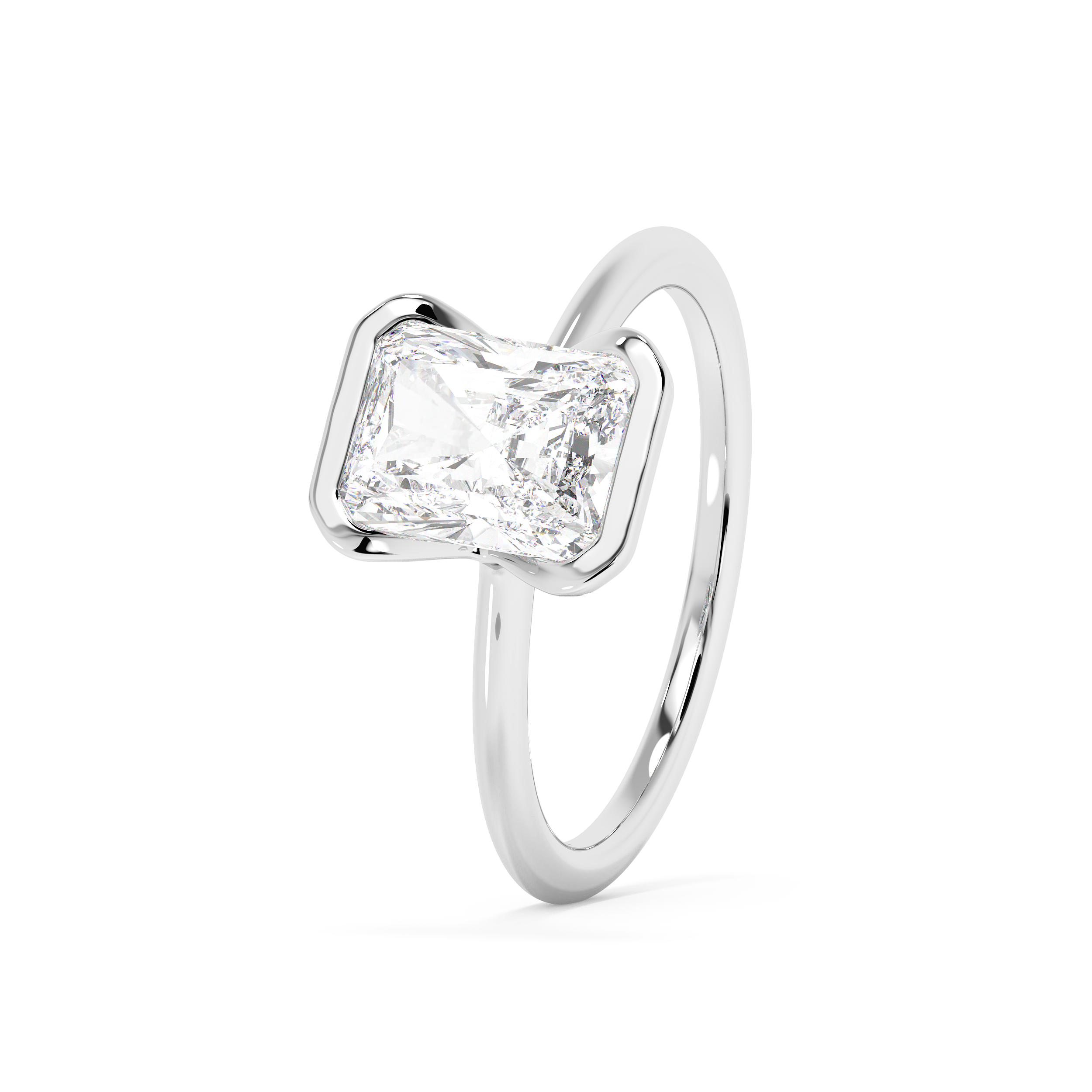 Radiant Half Bezel Lab Grown Diamond Engagement Ring