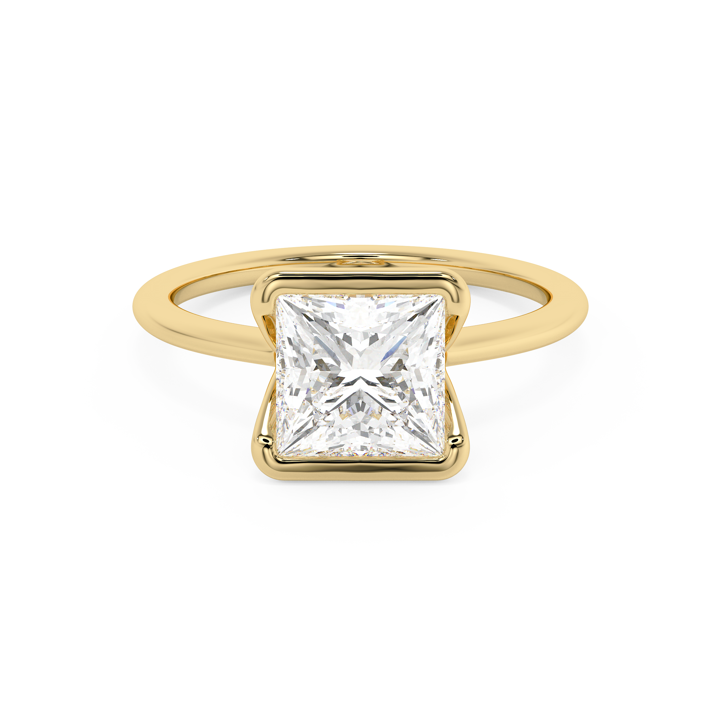 Princess Half Bezel Lab Grown Diamond Engagement Ring