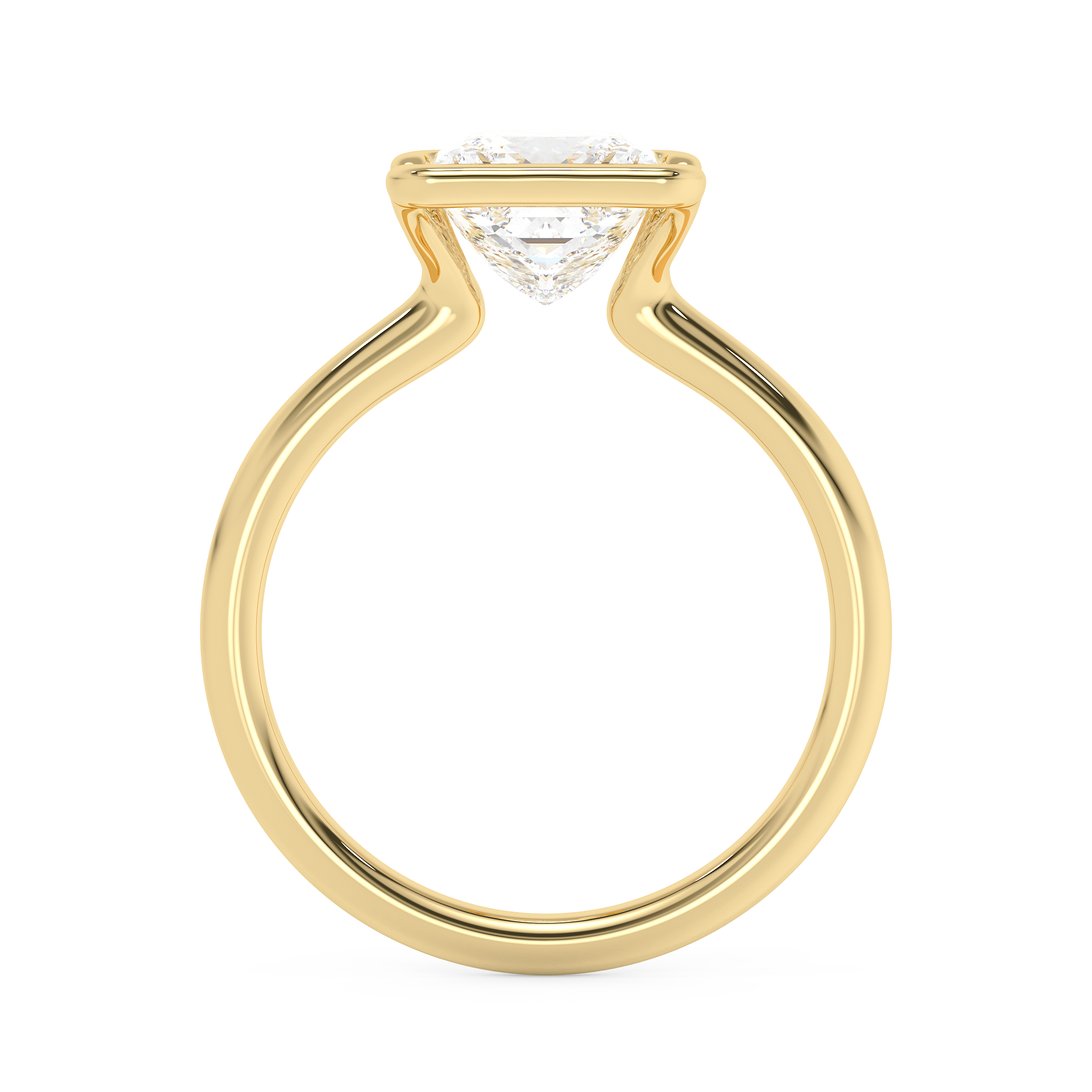 Princess Half Bezel Lab Grown Diamond Engagement Ring