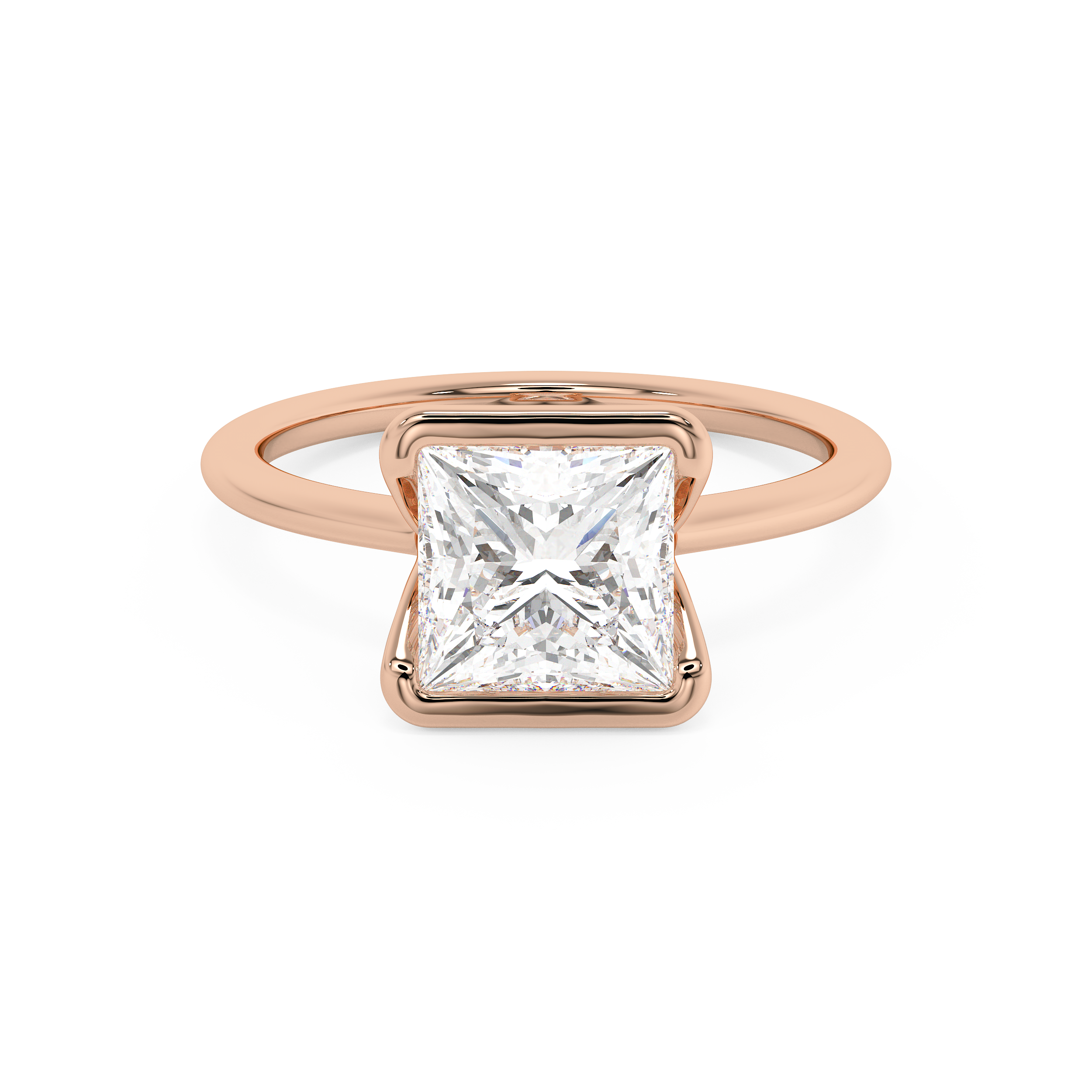 Princess Half Bezel Lab Grown Diamond Engagement Ring