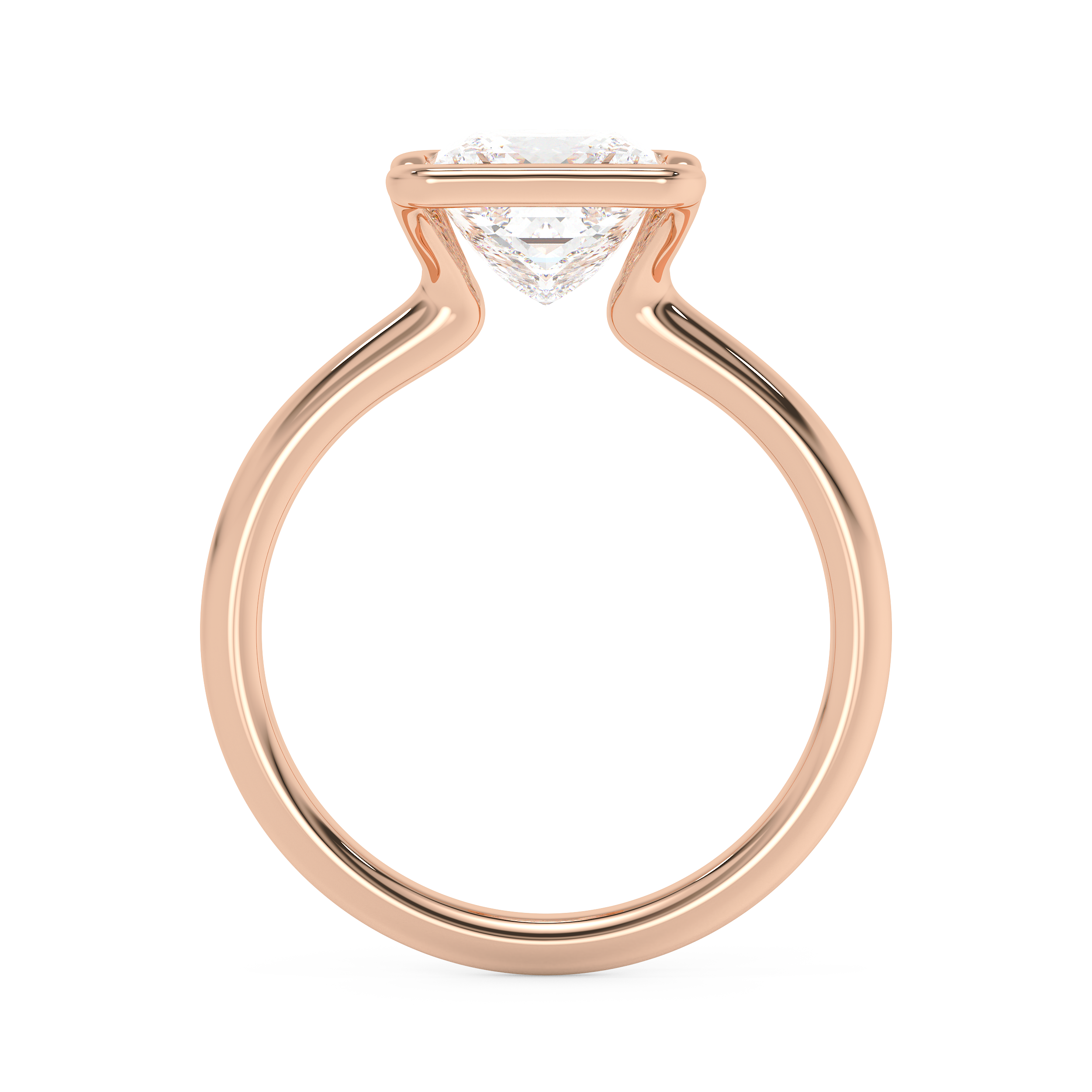 Princess Half Bezel Lab Grown Diamond Engagement Ring