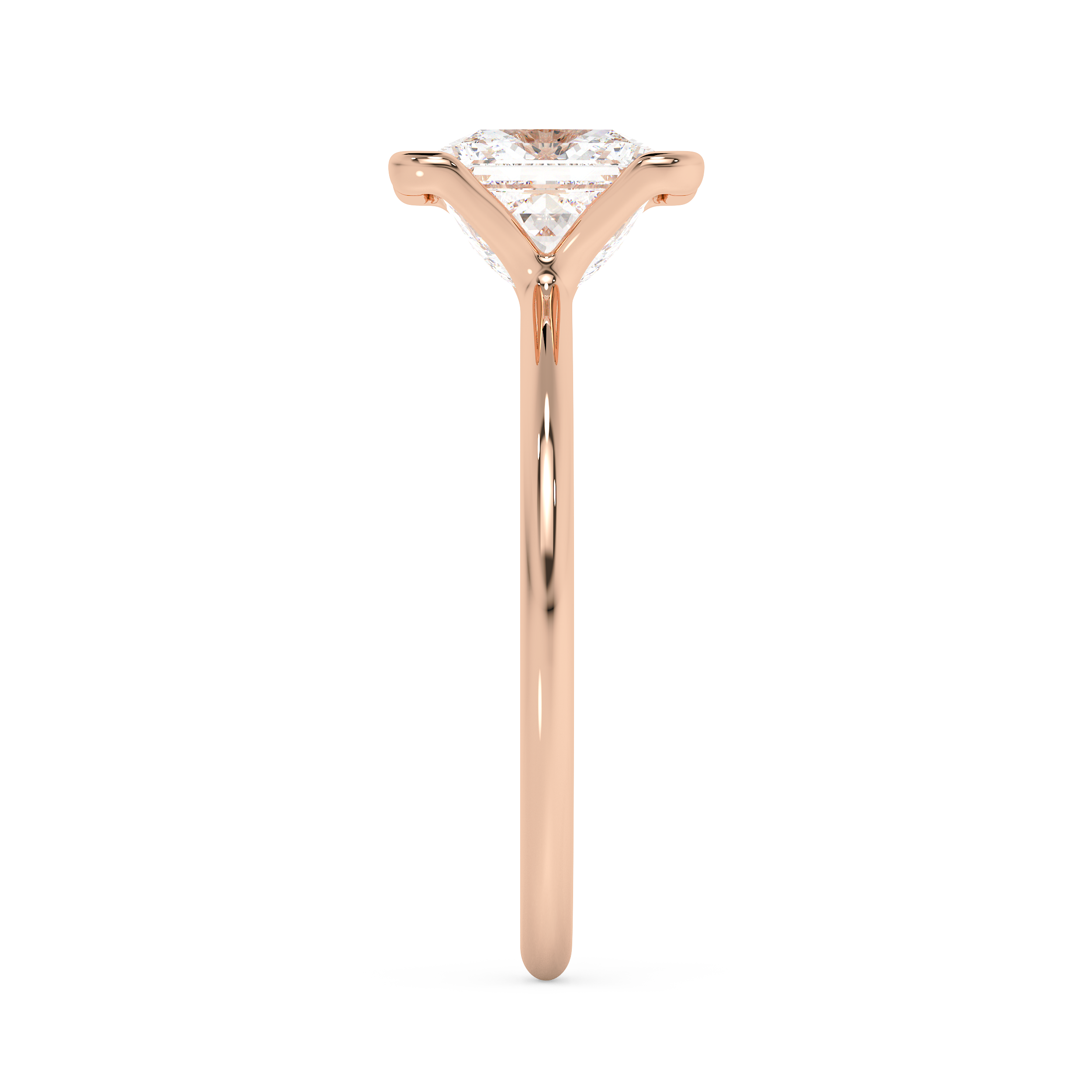 Princess Half Bezel Lab Grown Diamond Engagement Ring