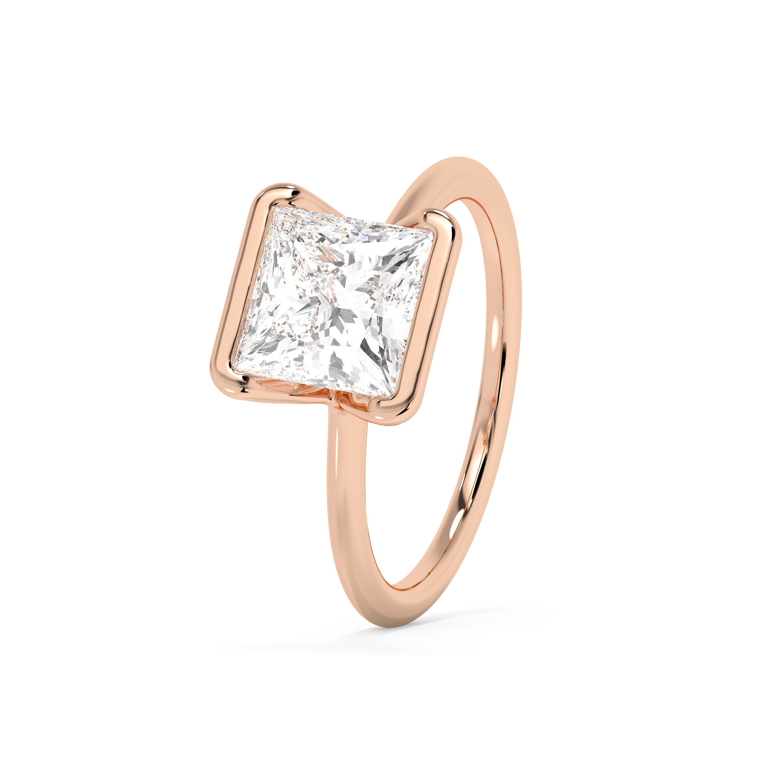 Princess Half Bezel Lab Grown Diamond Engagement Ring