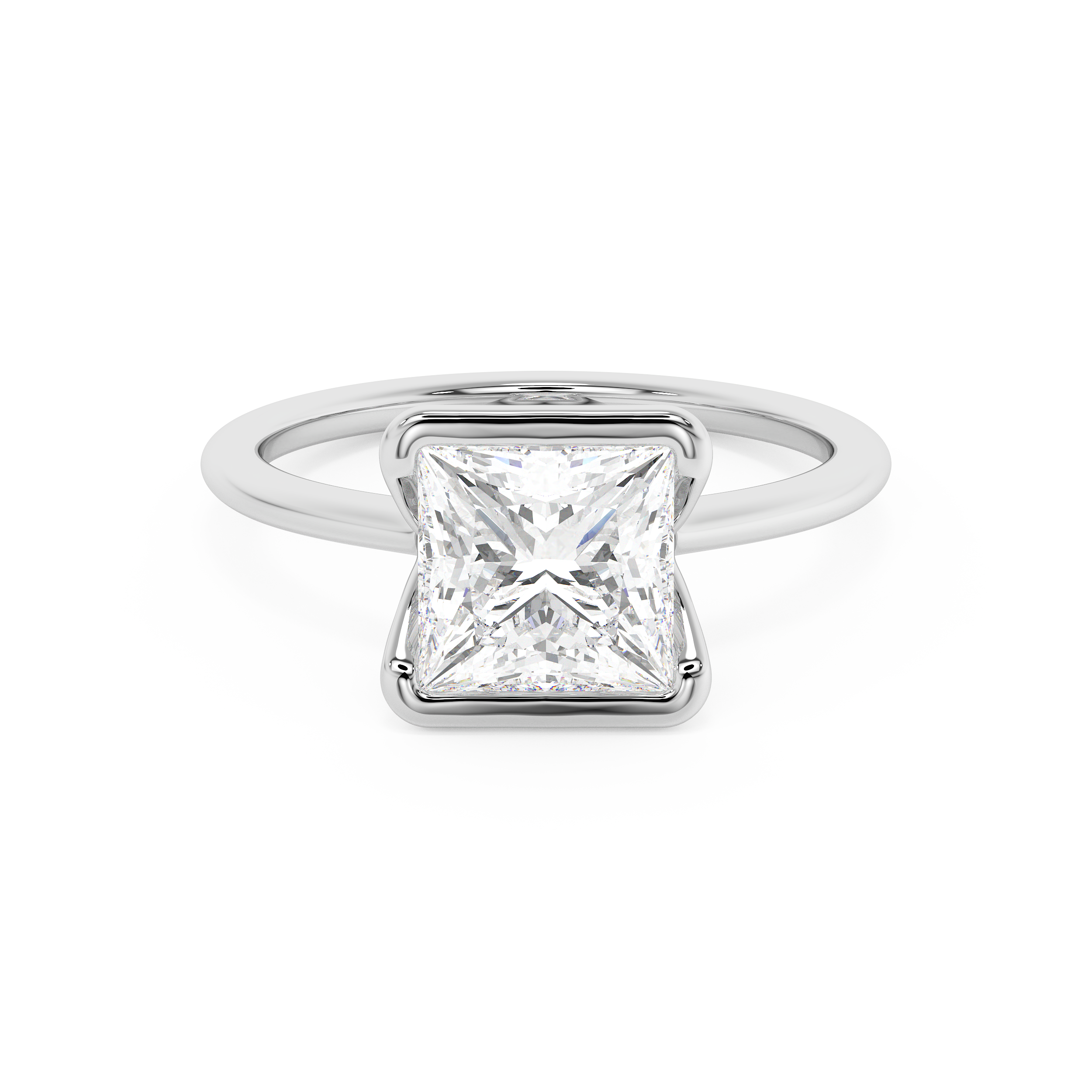 Princess Half Bezel Lab Grown Diamond Engagement Ring
