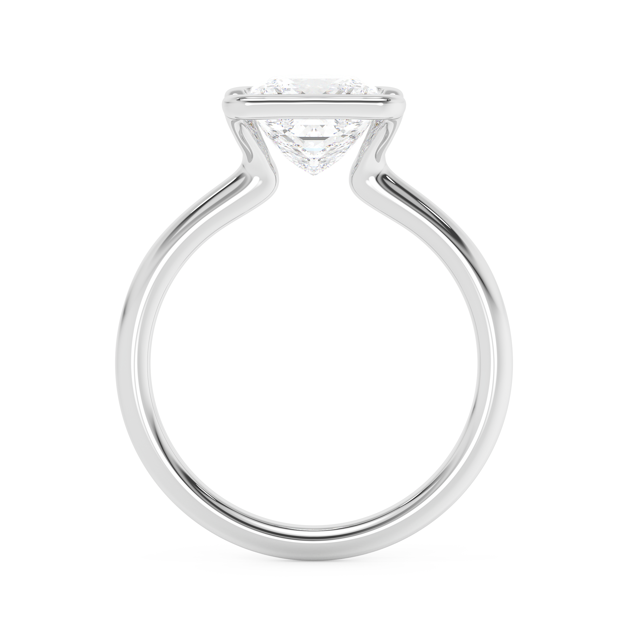 Princess Half Bezel Lab Grown Diamond Engagement Ring