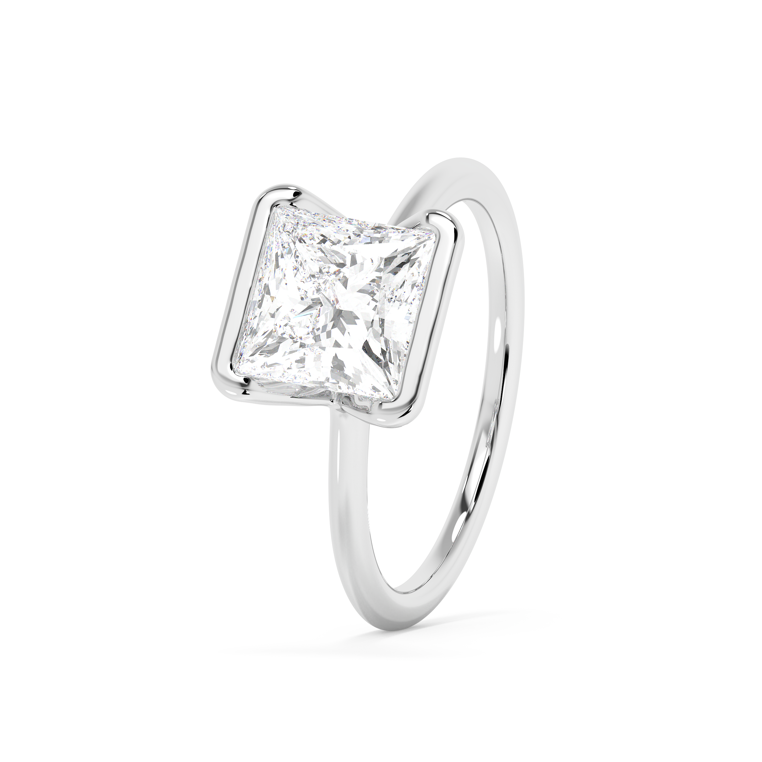 Princess Half Bezel Lab Grown Diamond Engagement Ring