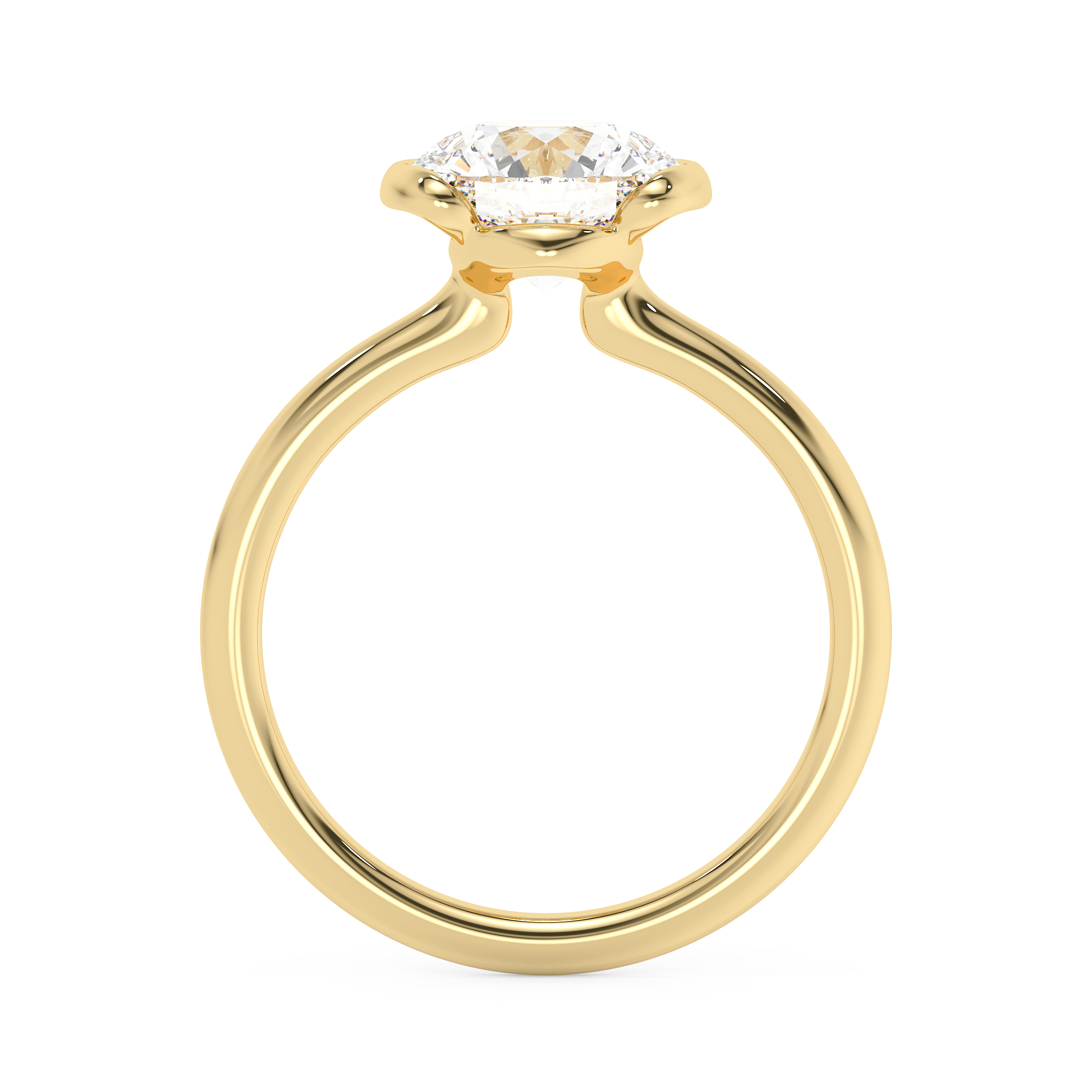 Round Half Bezel Lab Grown Diamond Engagement Ring