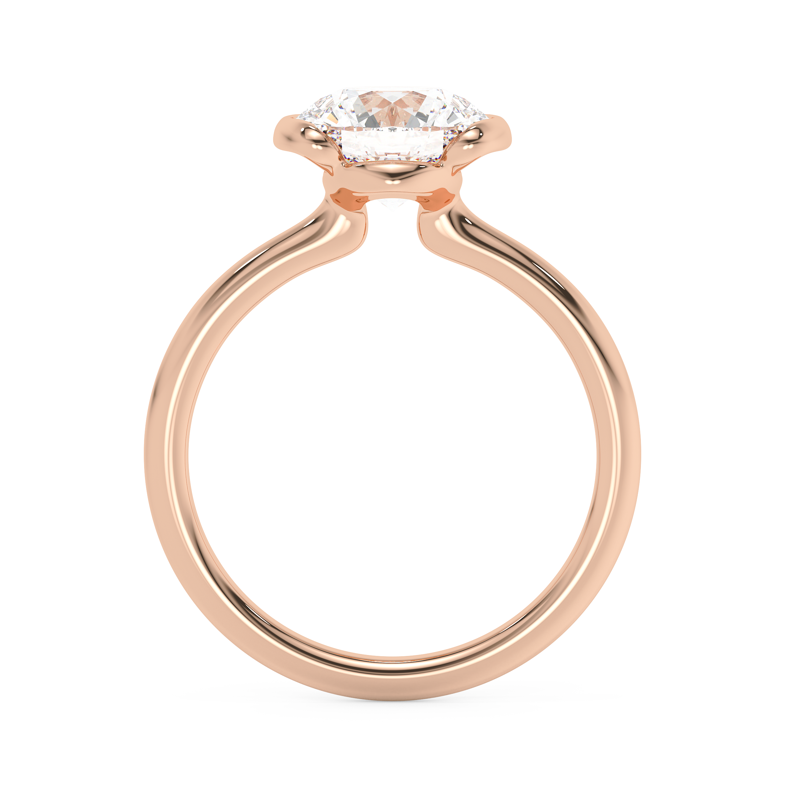 Round Half Bezel Lab Grown Diamond Engagement Ring