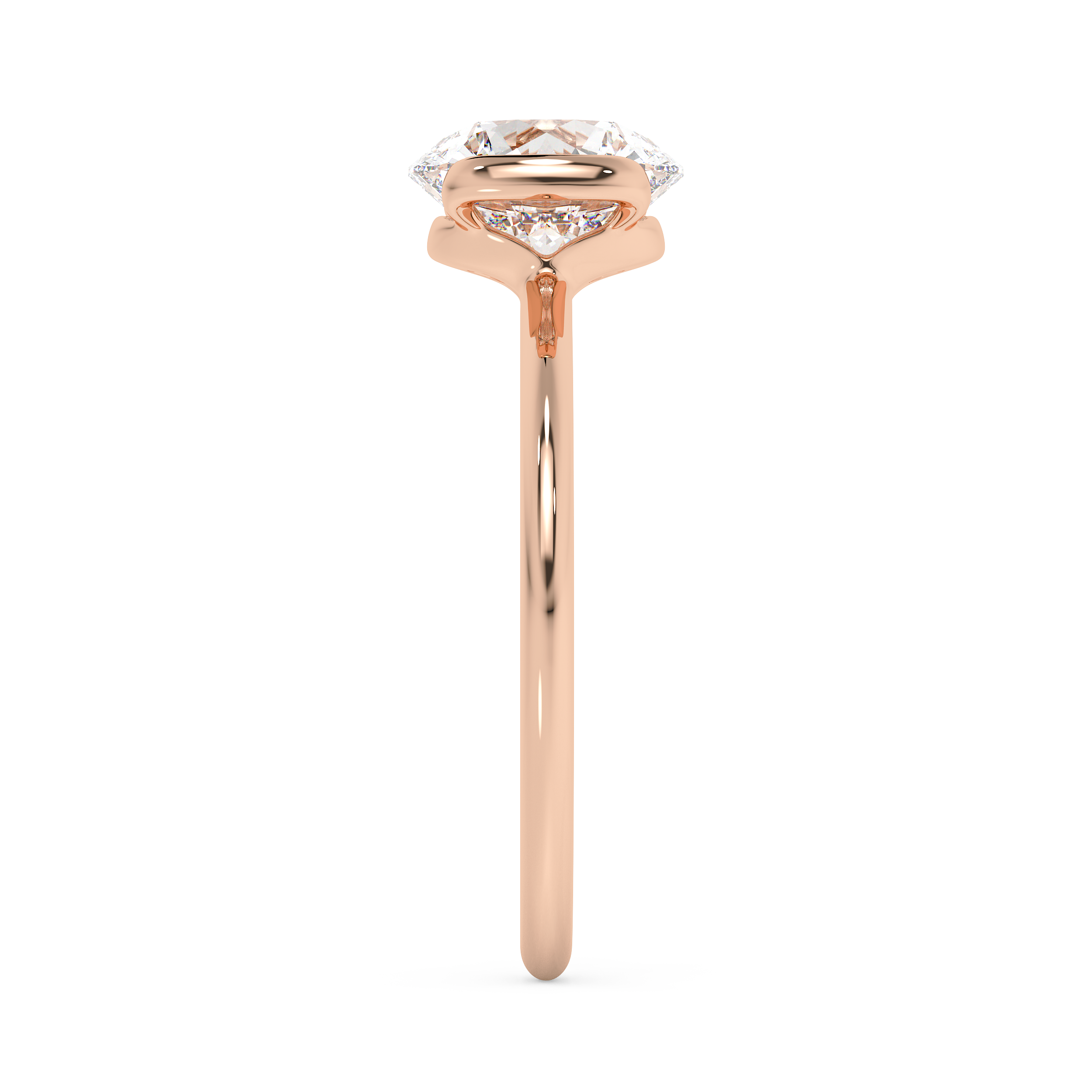 Round Half Bezel Lab Grown Diamond Engagement Ring