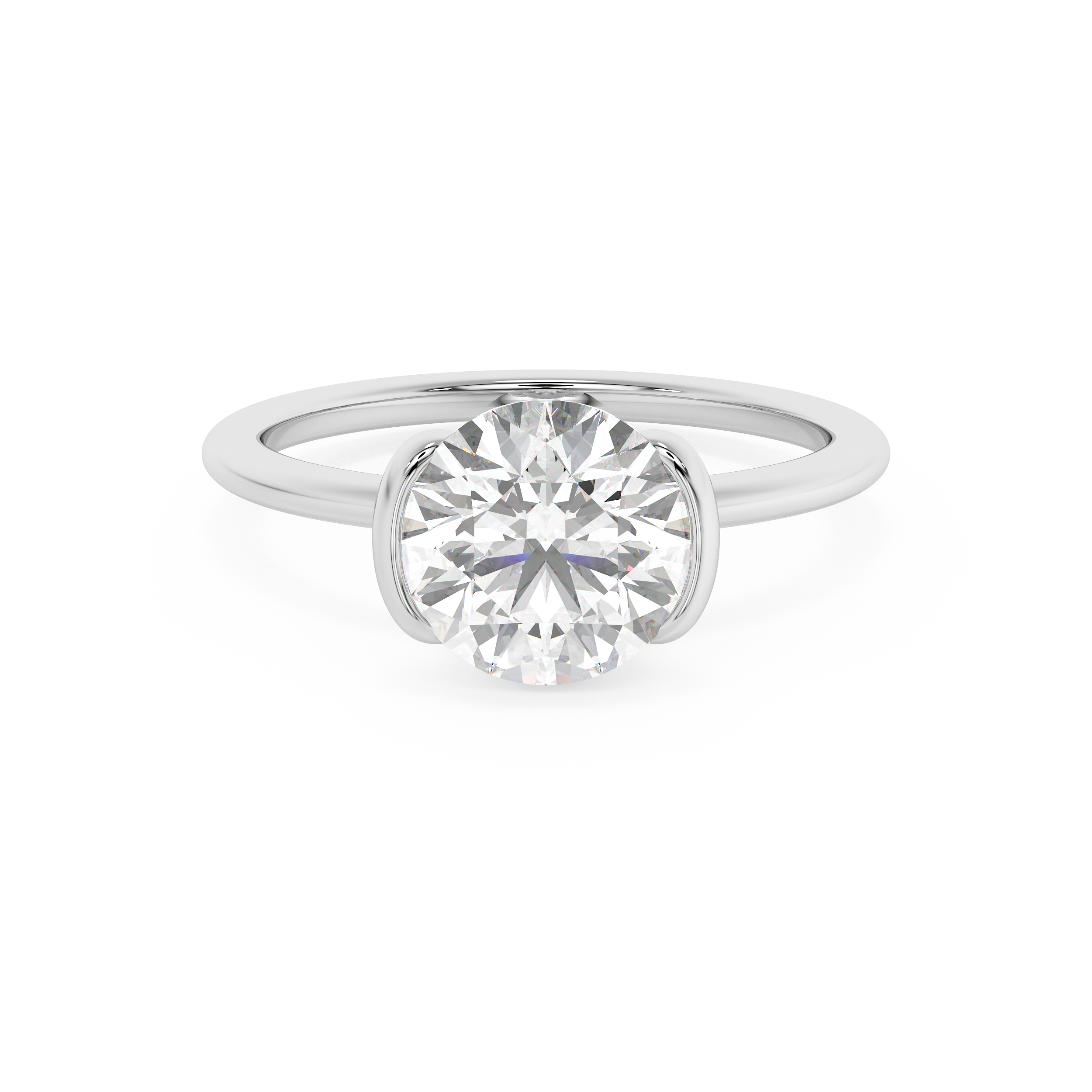 Round Half Bezel Lab Grown Diamond Engagement Ring