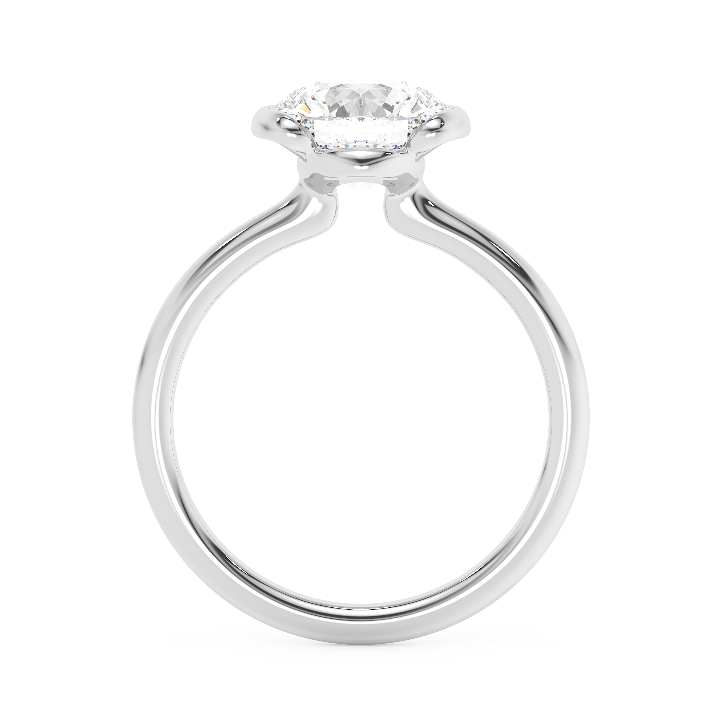 Round Half Bezel Lab Grown Diamond Engagement Ring