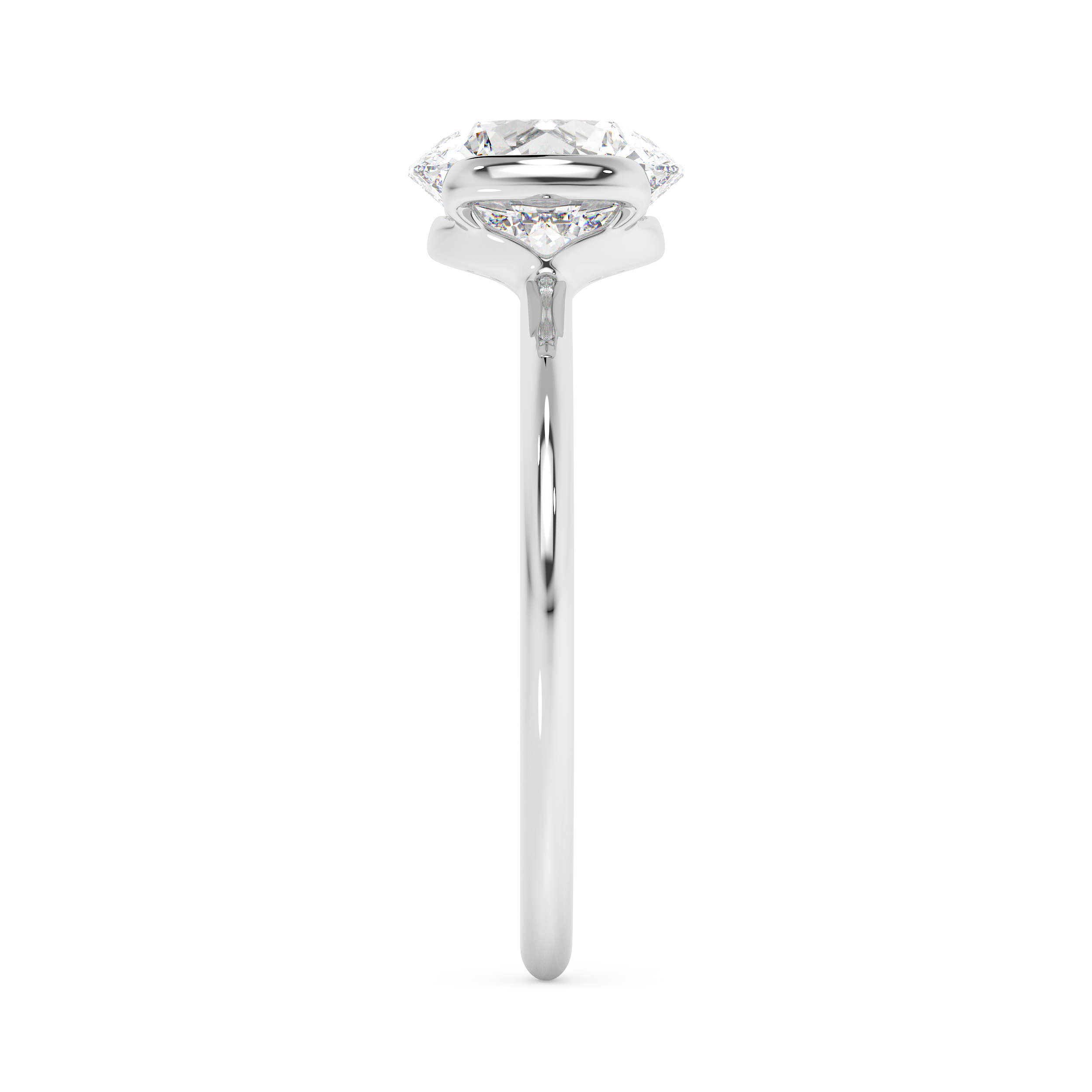Round Half Bezel Lab Grown Diamond Engagement Ring