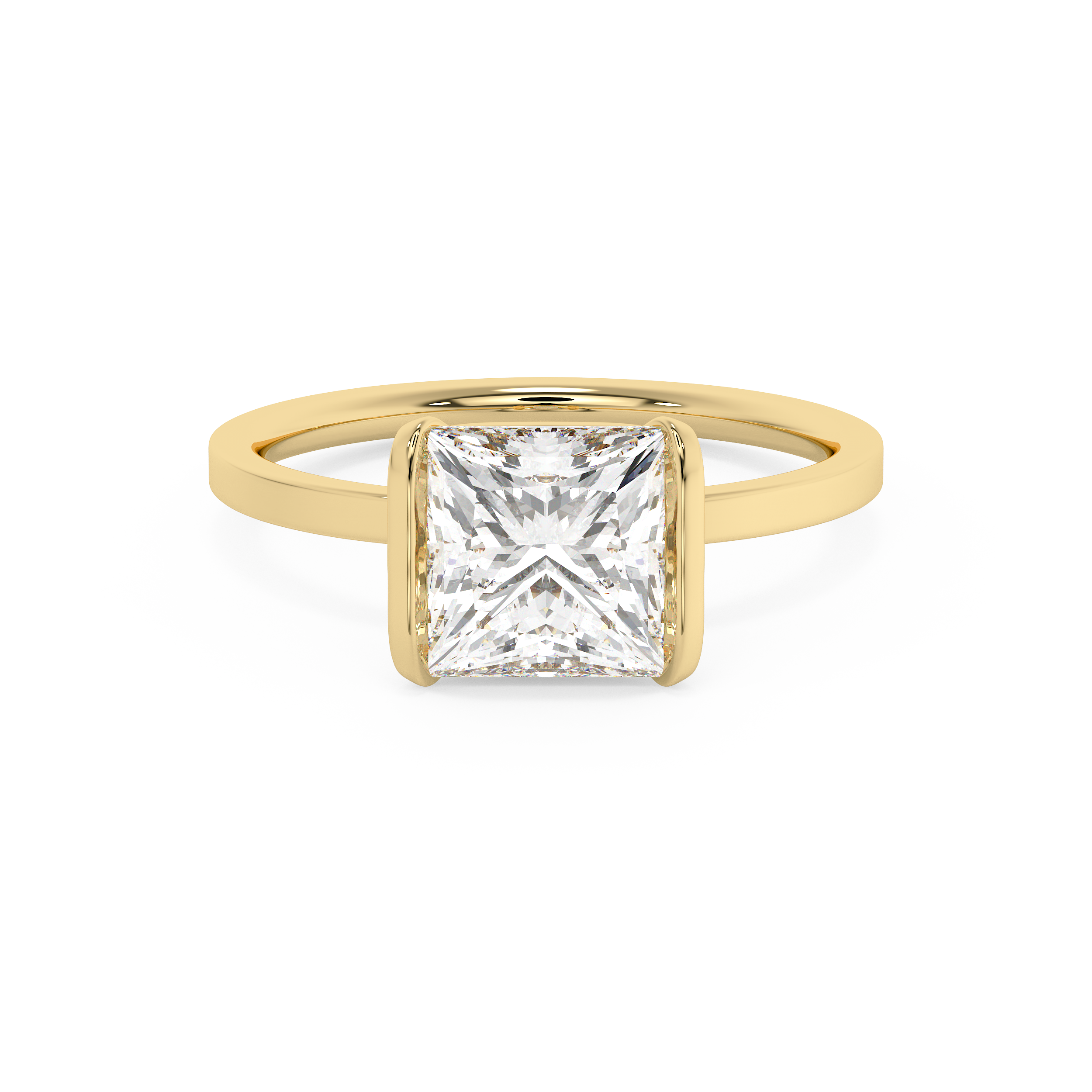 Princess Half Bezel Lab Grown Diamond Engagement Ring