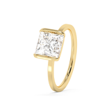 Princess Half Bezel Lab Grown Diamond Engagement Ring