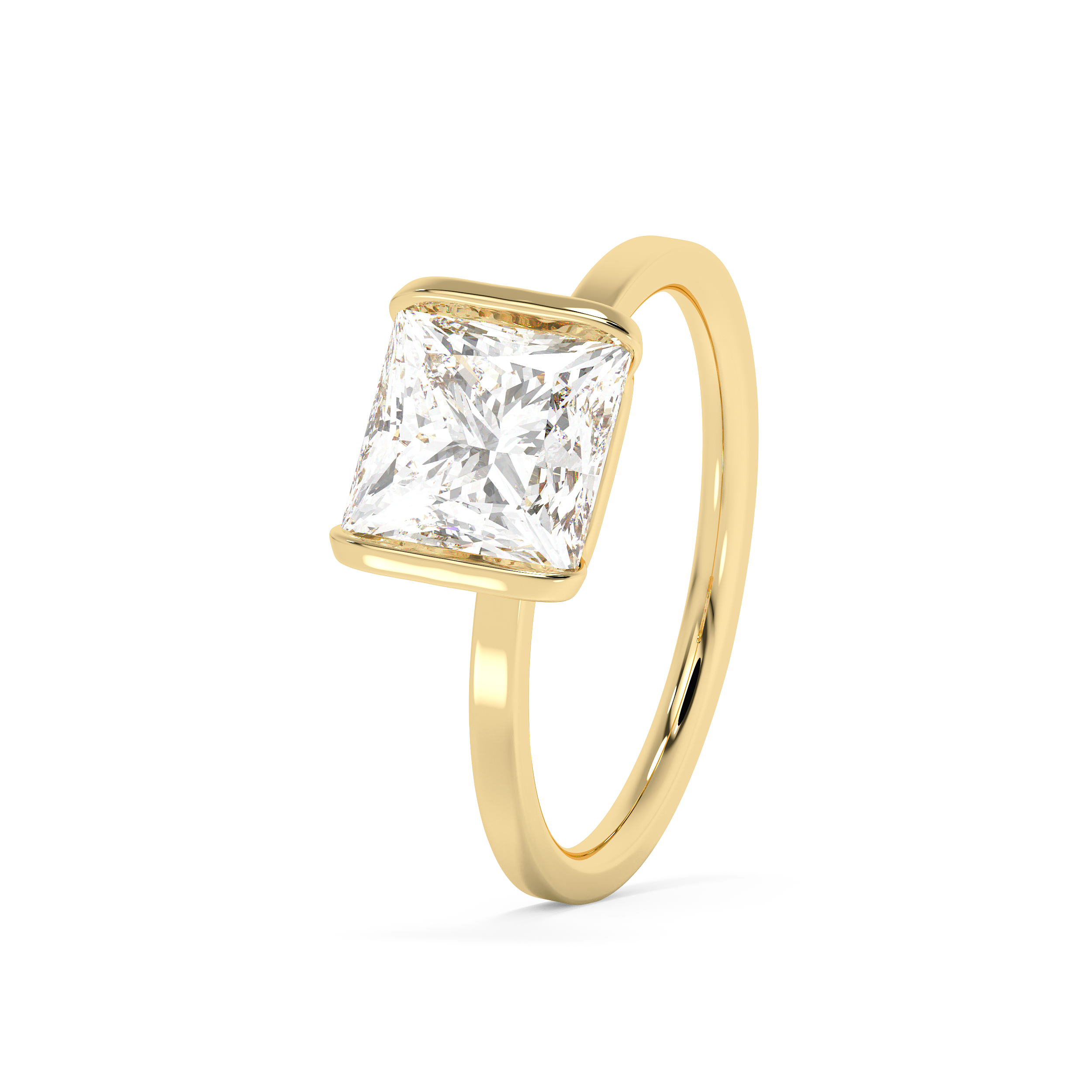 Princess Half Bezel Lab Grown Diamond Engagement Ring