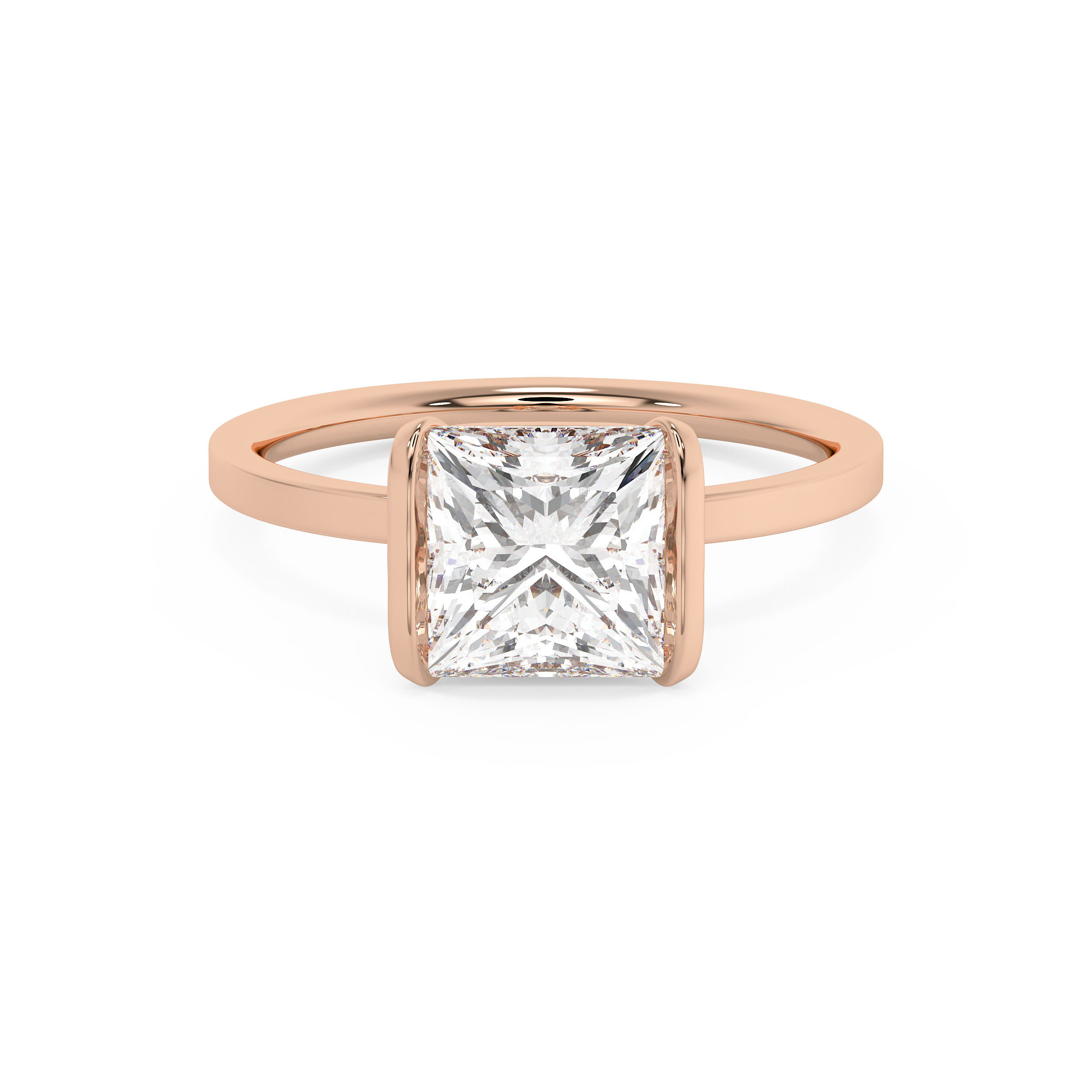 Princess Half Bezel Lab Grown Diamond Engagement Ring