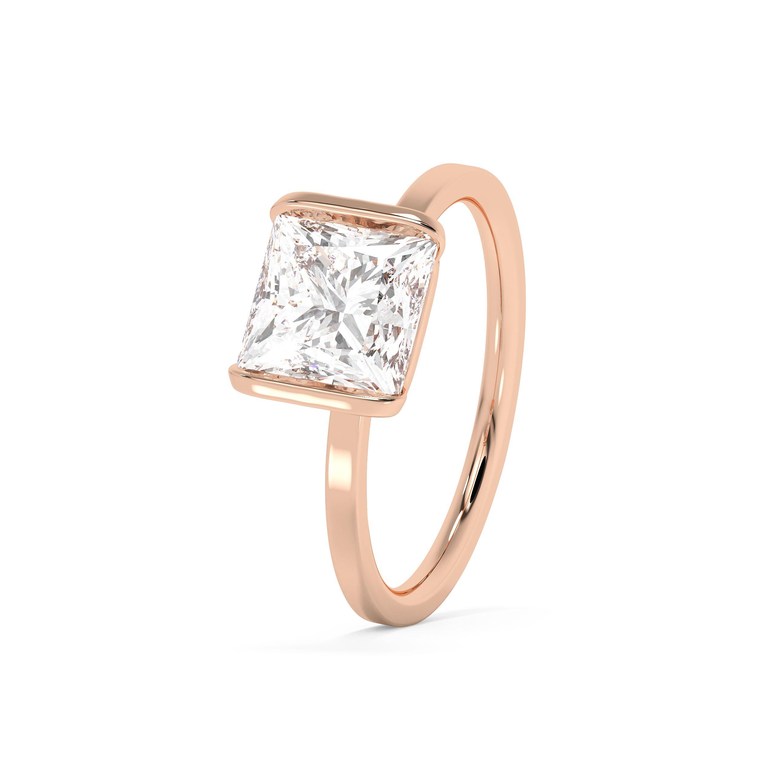Princess Half Bezel Lab Grown Diamond Engagement Ring