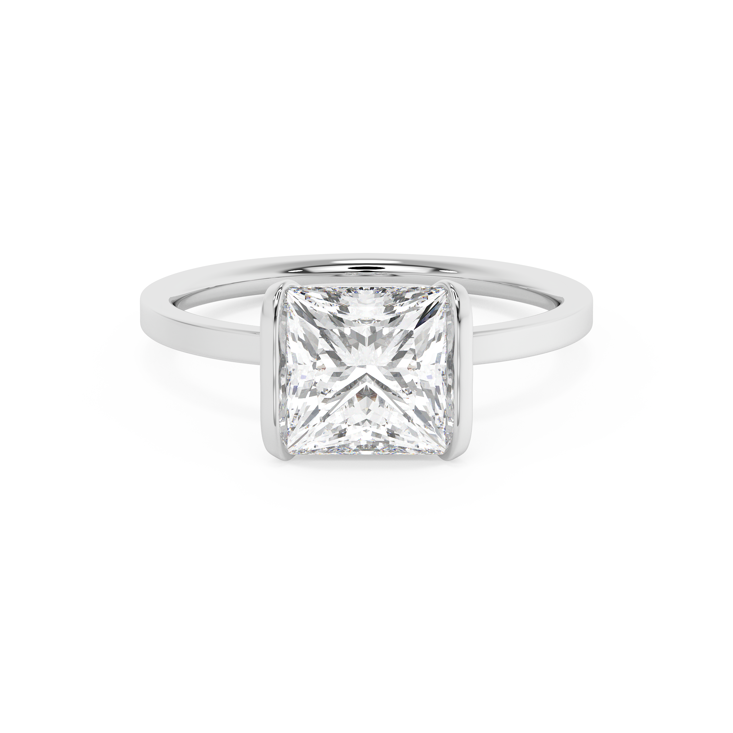 Princess Half Bezel Lab Grown Diamond Engagement Ring