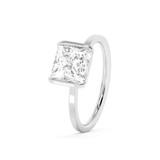 Princess Half Bezel Lab Grown Diamond Engagement Ring