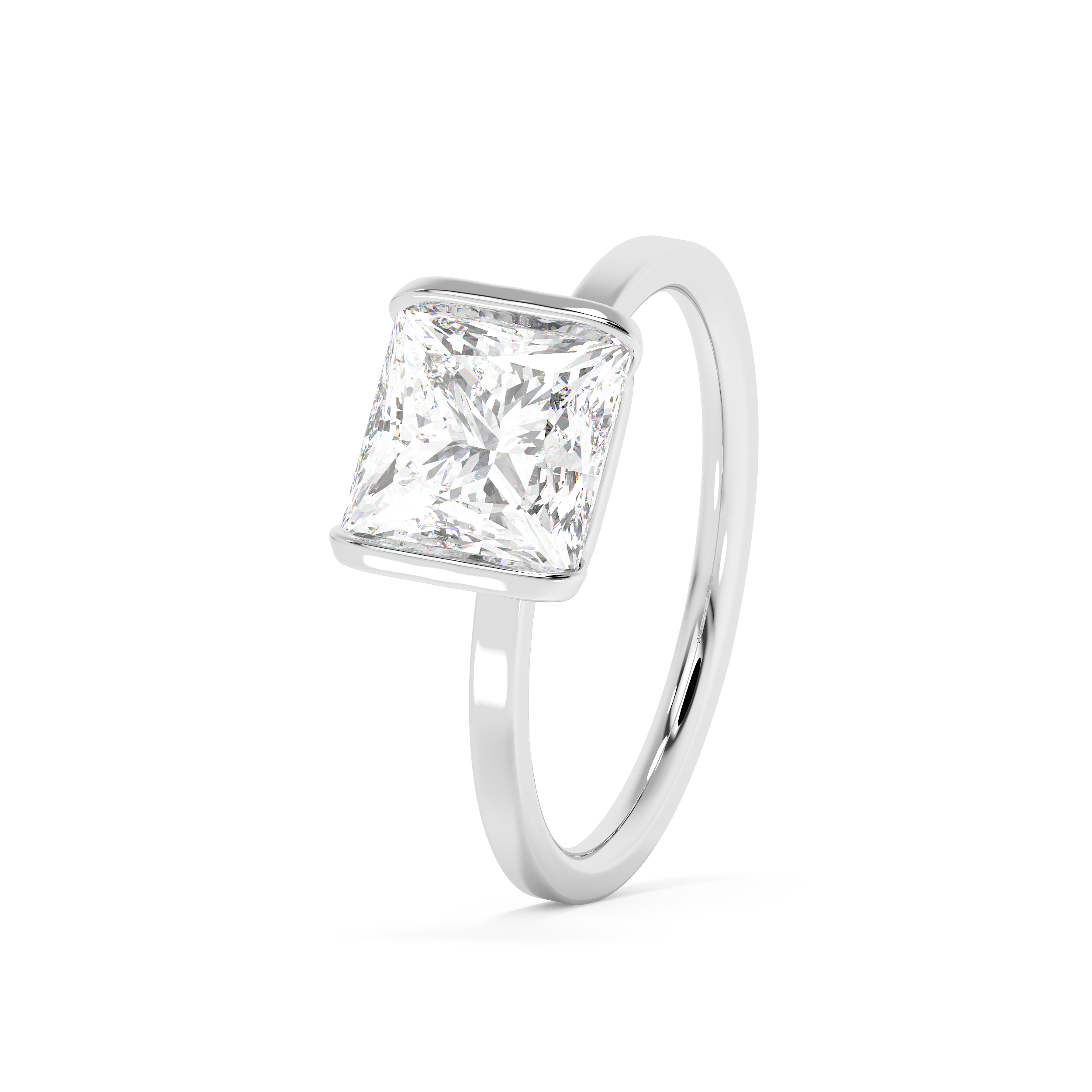 Princess Half Bezel Lab Grown Diamond Engagement Ring